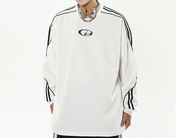 y2k Style Striped White Long Sleeve T Shirt