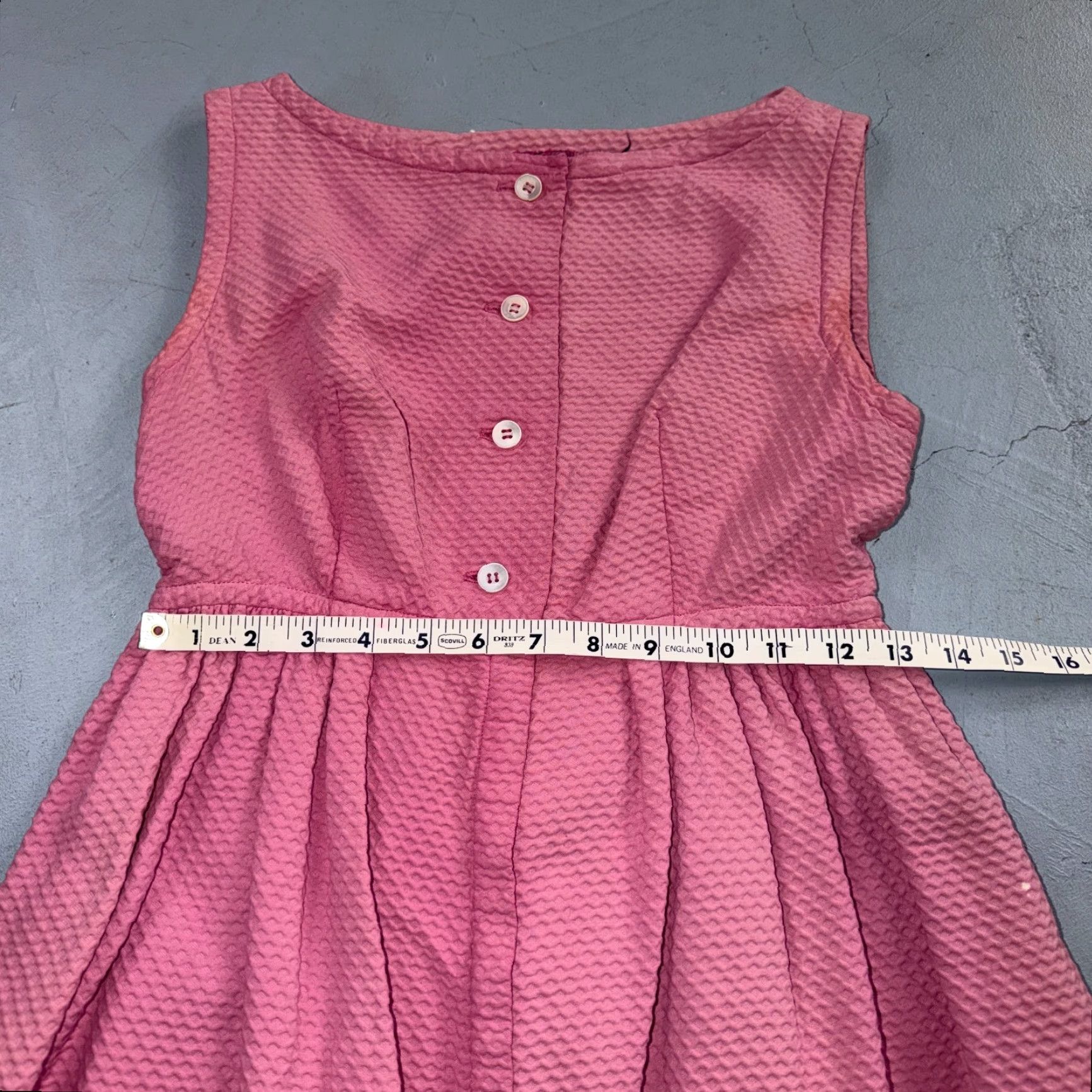Vintage VTG Dorian Pink Dress Womens 50s Retro 1950s Knee Length Sleeveless Sundress Collared Pullover Size S / US 4 / IT 40 - 5 Thumbnail