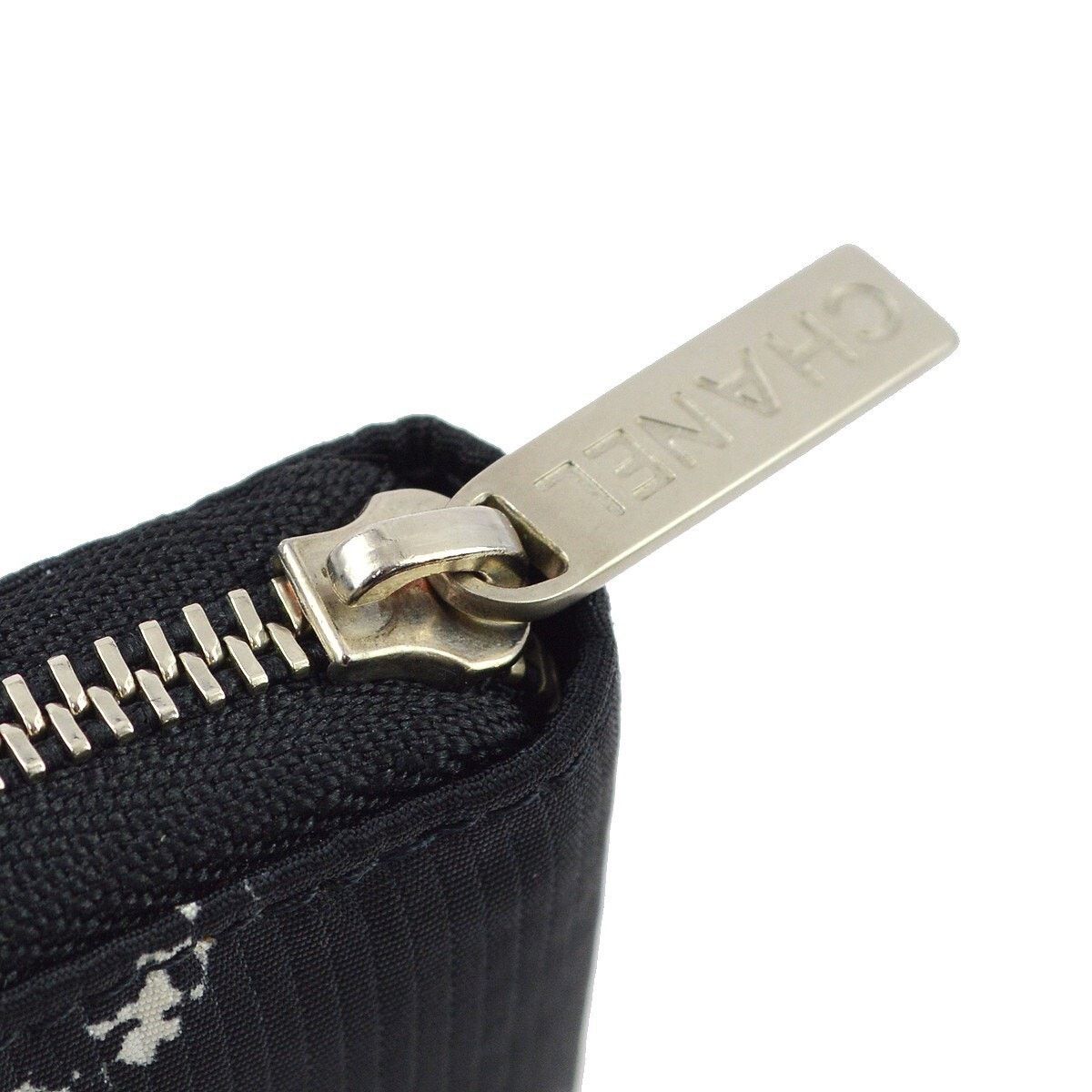 Chanel Nylon Travel Line Zip Around Printed Wallet Black