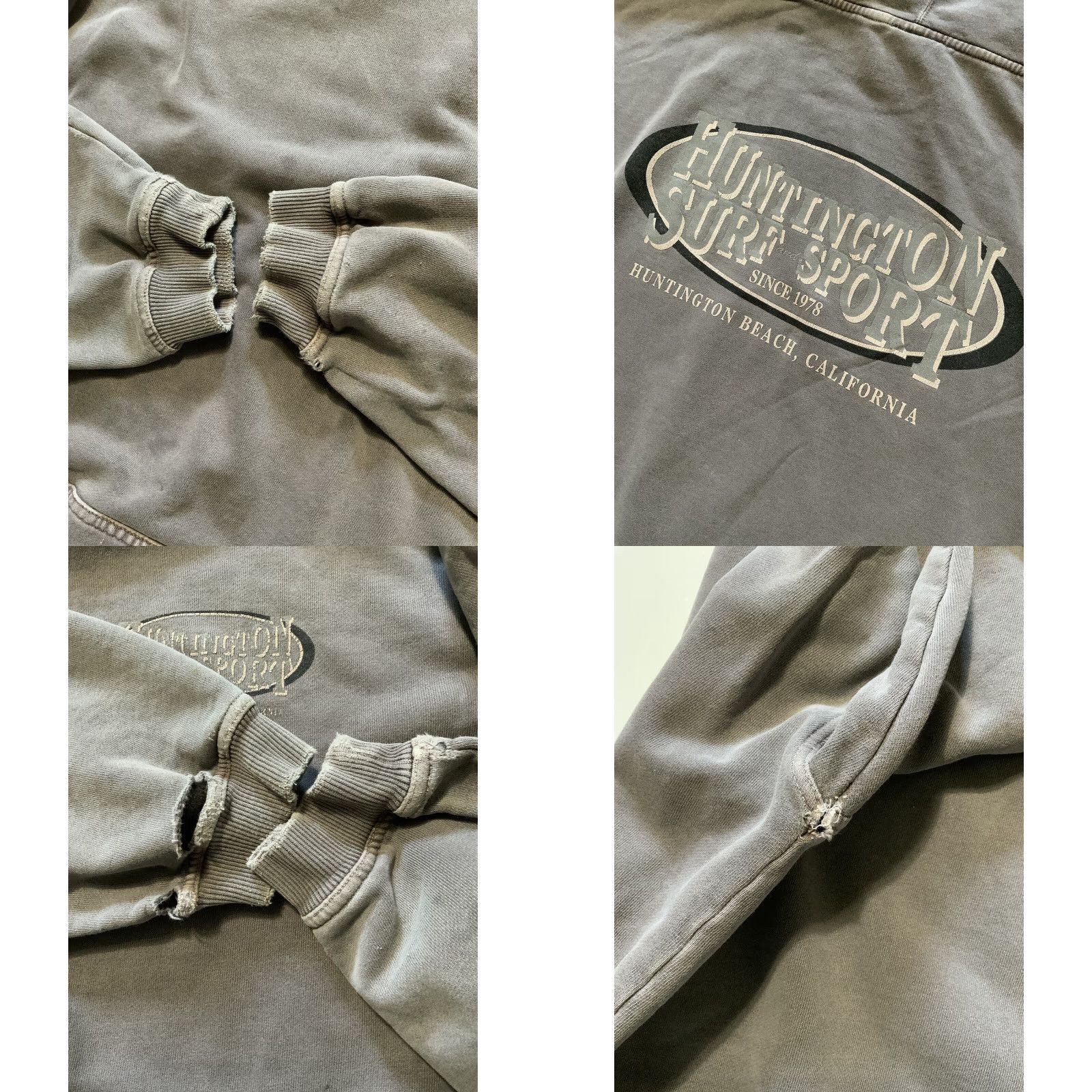 Vintage VINTAGE Huntington Surf & Sport Distressed Beach Faded Pullover Hoodie XL Mens Gray Size US XL / EU 56 / 4 - 8 Thumbnail