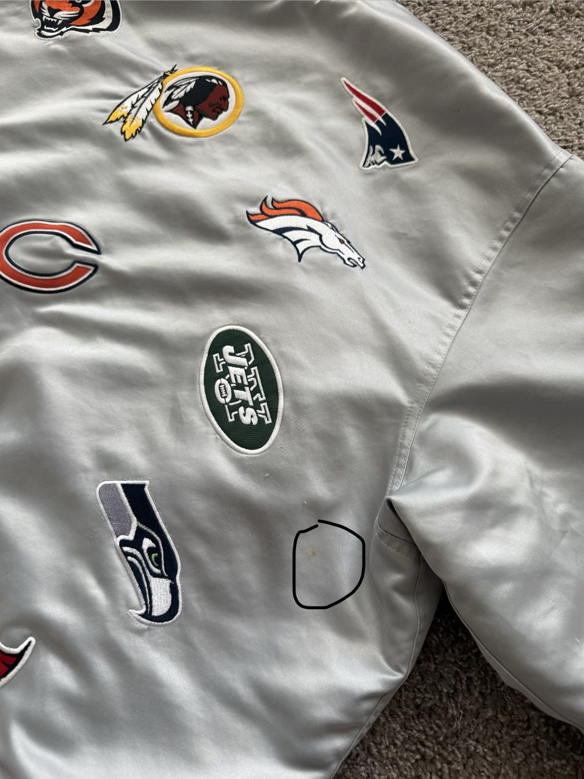 Reebok Vintage Reebok NFL All-Team Embroidered Satin Bomber Jacket Size US XXL / EU 58 / 5 - 7 Thumbnail