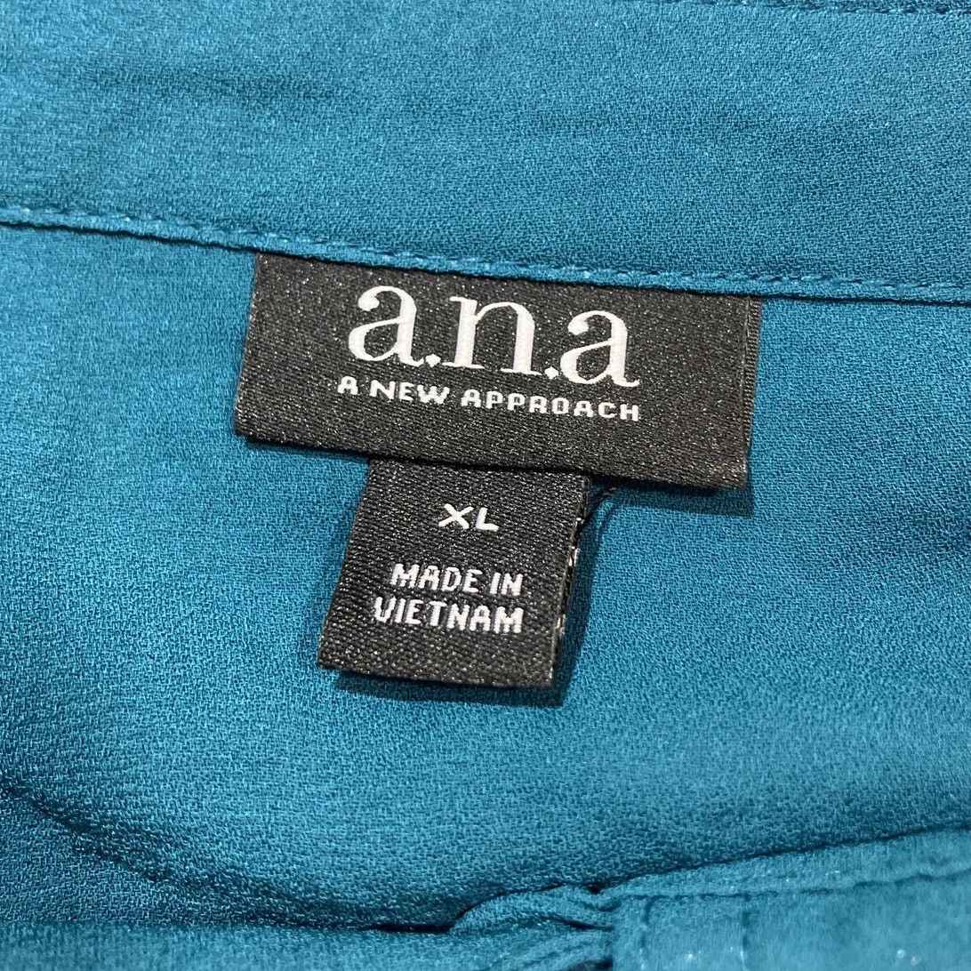 Other a.n.a. A New Approach Teal Blue Collared Tunic Blouse XL Size XL / US 12-14 / IT 48-50 - 7 Thumbnail
