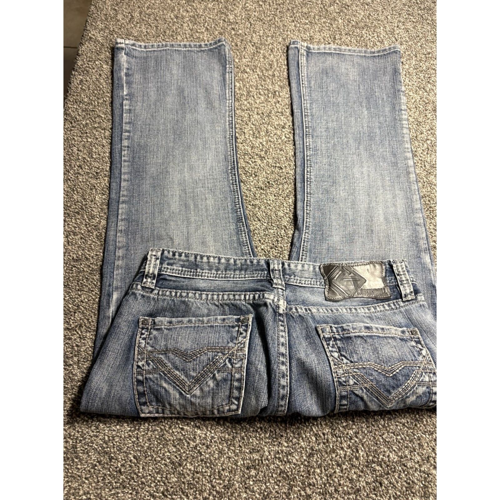 Pistola Rock & Roll Jeans Pistol Bootcut Mens 33x30 Blue Denim Cotton Western 5-Pocket Regular Rock and Roll Cowboy Jeans Size US 33 - 2 Thumbnail