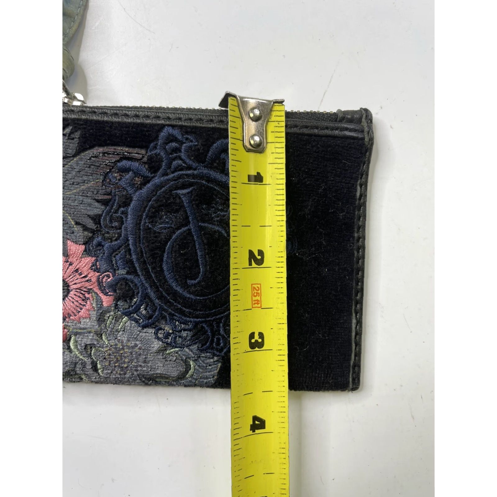 Juicy Couture VINTAGE Juicy Couture Wallet Wristlet Black Floral Leather Suede Zipper Logo Women S Small Size ONE SIZE - 7 Thumbnail