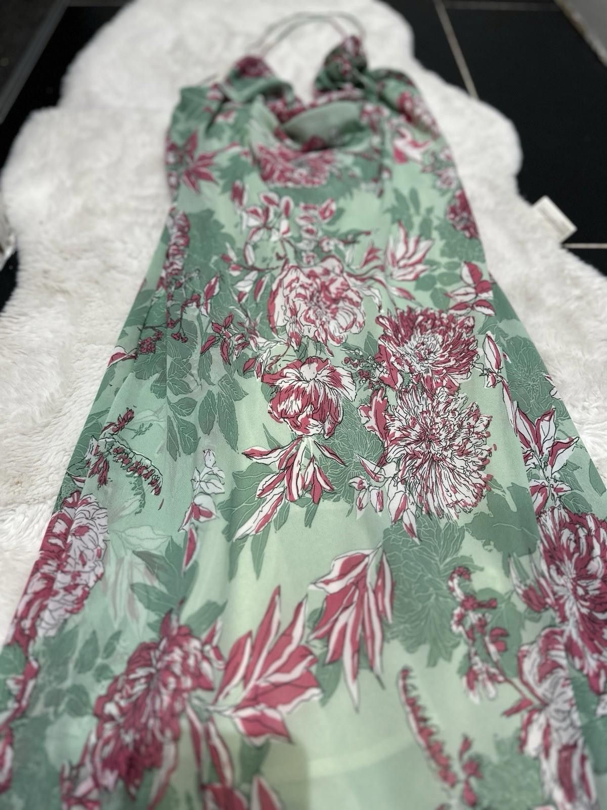 Zara ZARA Green Floral Maxi dress Size L / US 10 / IT 46 - 2 Thumbnail