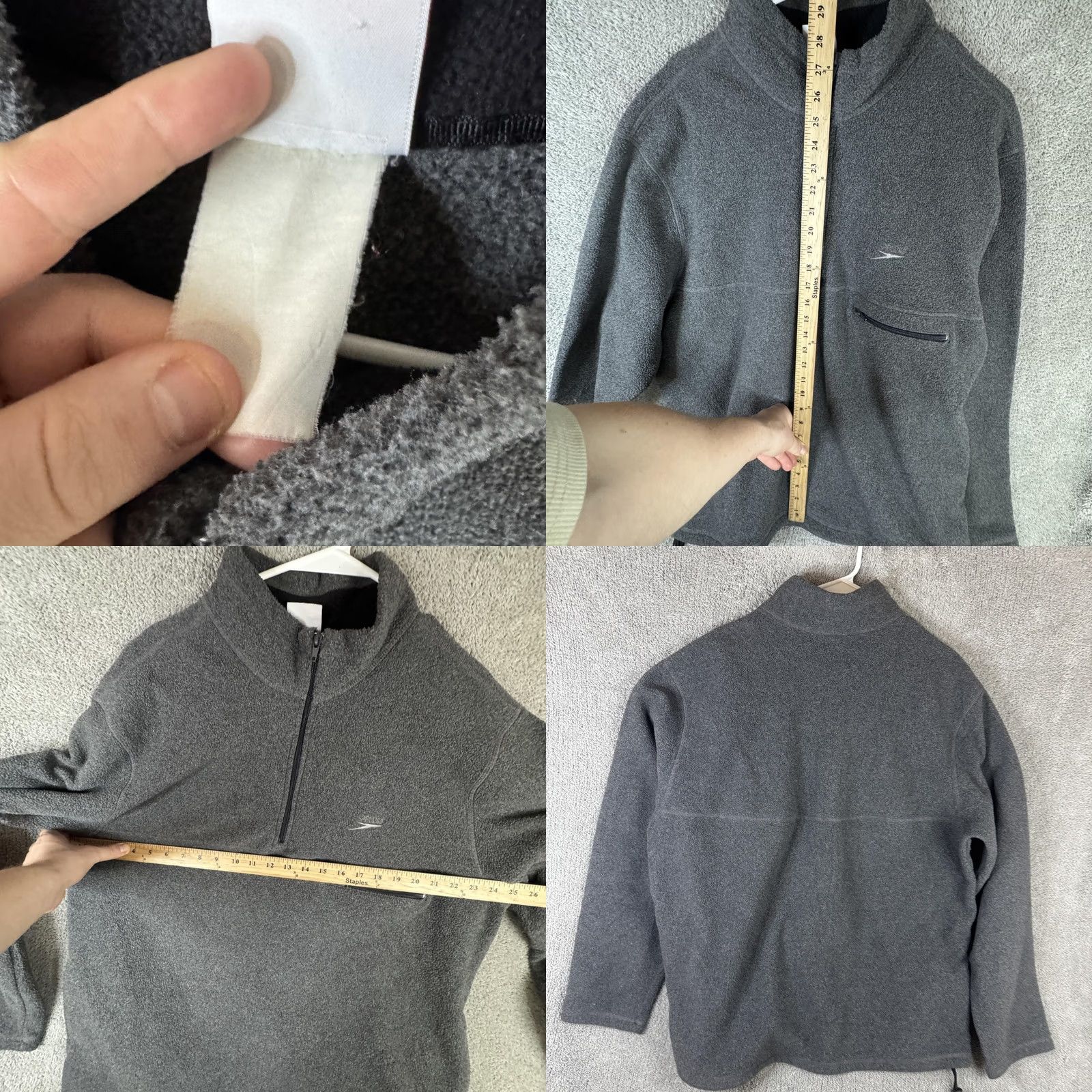 Speedo Speedo Jacket Mens XL Gray 1/4 Zip Fleece Collar Pocket Adjustable Hem Pullover Size US XL / EU 56 / 4 - 8 Thumbnail