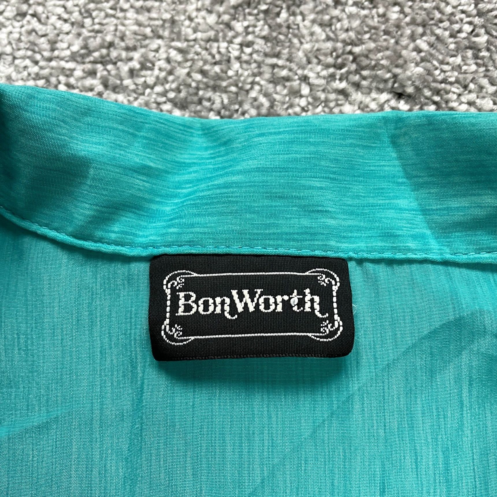Vintage BonWorth Button Down Blouse Shirt Womens L Green Short Sleeve Casual Top Size L / US 10 / IT 46 - 5 Thumbnail