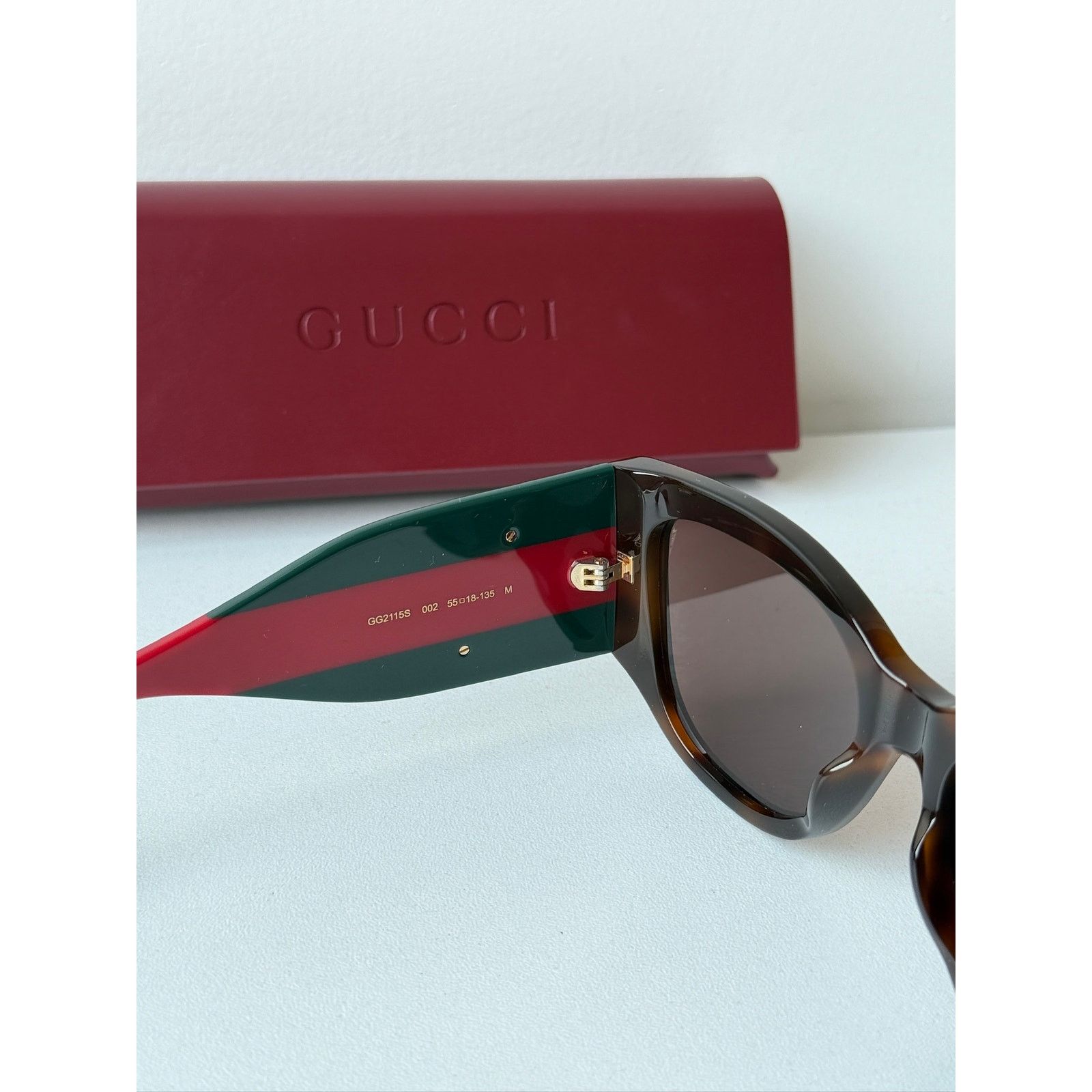 Gucci NEW Gucci GG2115S Havana Thick Leg Striped Sunglasses $480 Size ONE SIZE - 7 Thumbnail