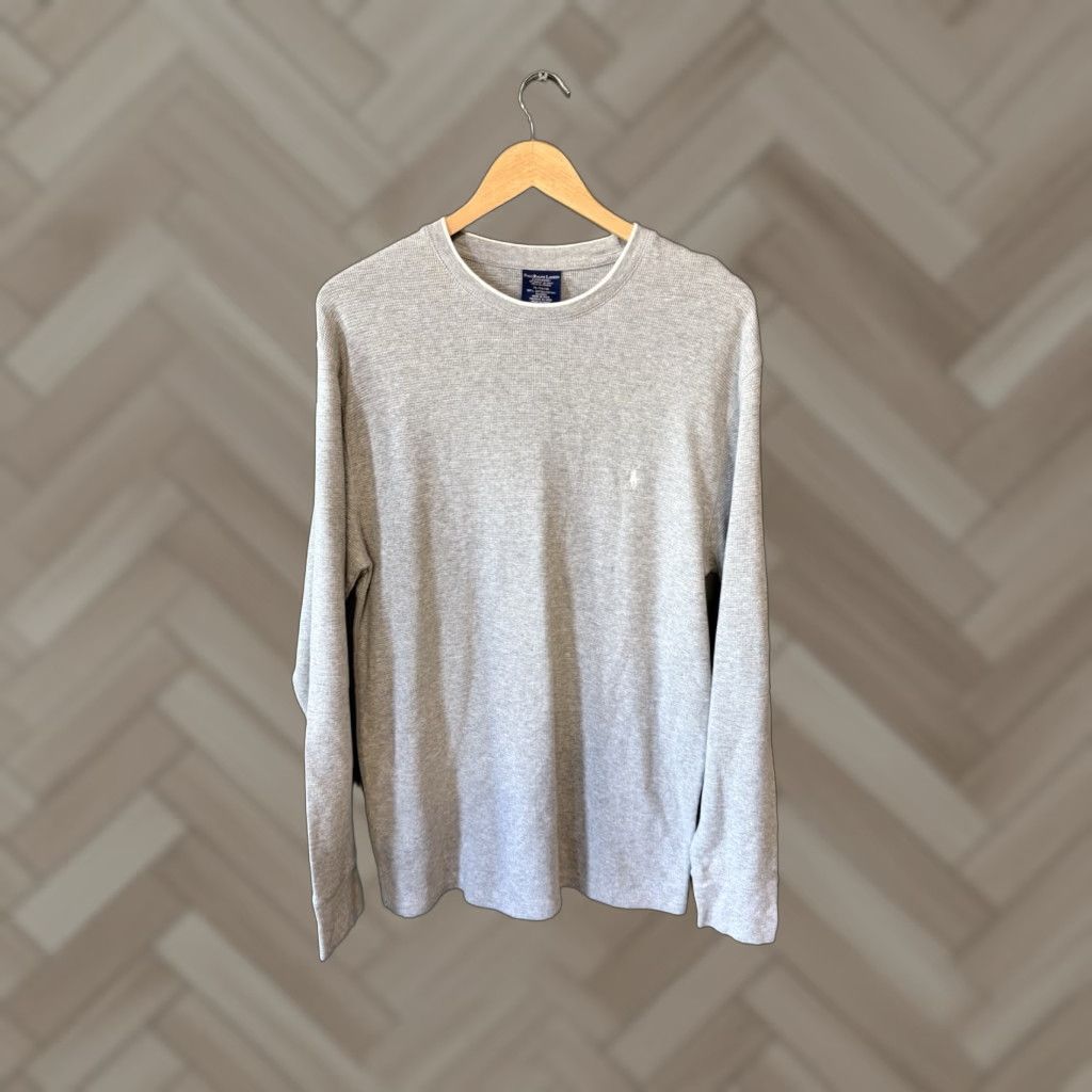 Polo Ralph Lauren VINTAGE Y2K Polo Ralph Lauren Mens Gray Long Sleeve Ribbed Sleepshirt XL Size US XL / EU 56 / 4 - 1 Thumbnail