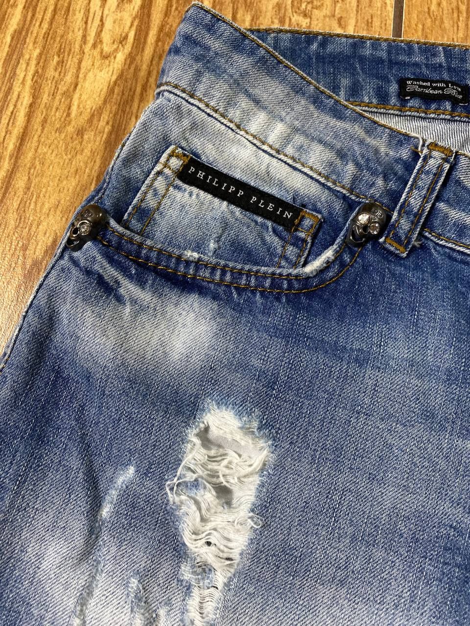 Philipp Plein Philipp Plein Skull Logo Denim Shorts Size US 26 / EU 42 - 3 Thumbnail