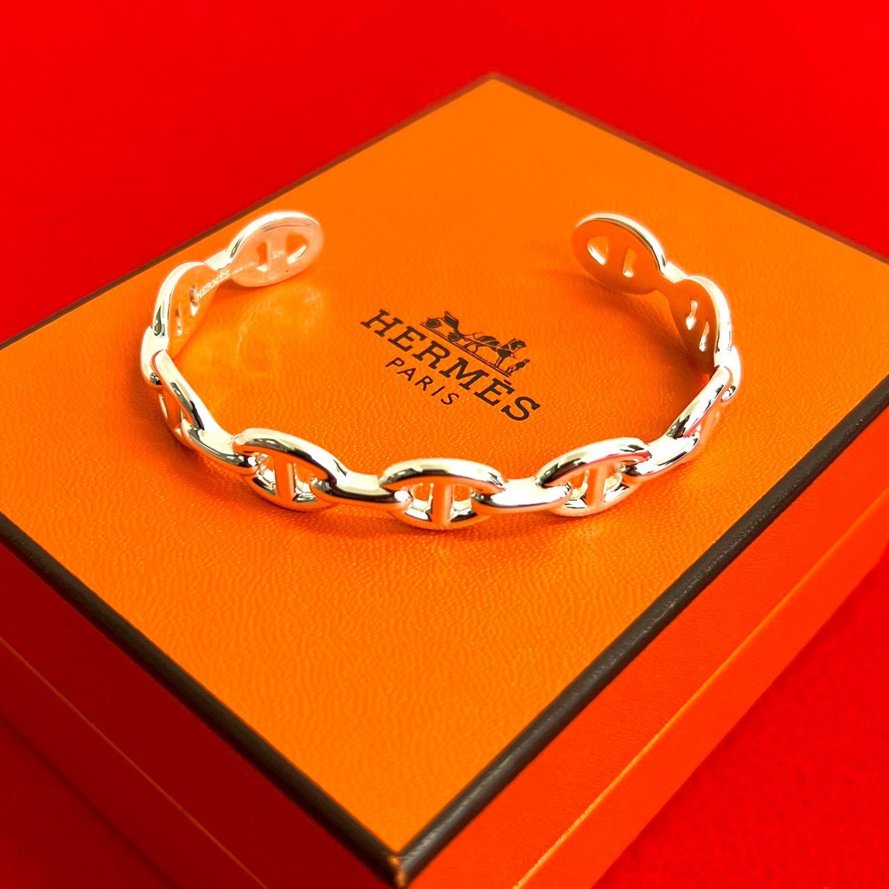 Hermes Hermes Hermès Anchaine Silver Bracelet Metal Bangle DUTY FREE for USA Size ONE SIZE - 1 Thumbnail