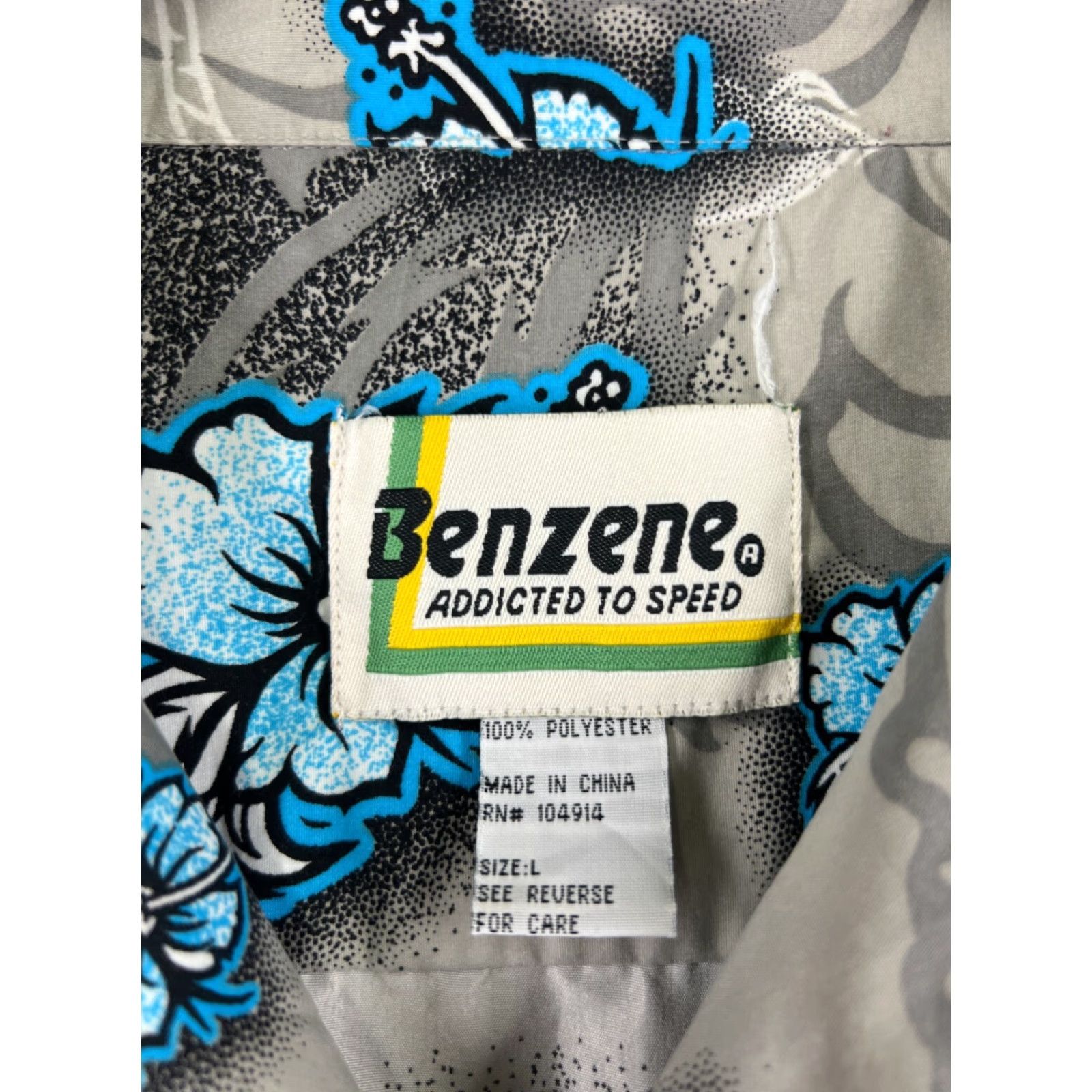 Vintage Benzene Mens Button-Up Shirt Hawaiian Floral Gray Palm Tree Aloha Beach Vacation 40 in Chest - Holiday/All Seasons Size US L / EU 52-54 / 3 - 3 Thumbnail