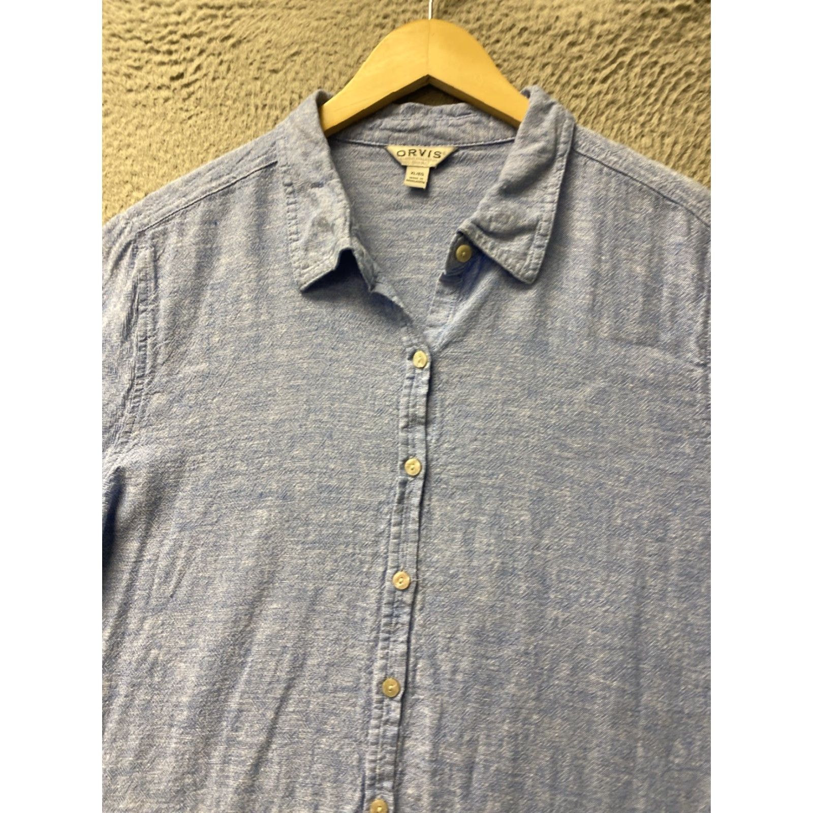 Orvis Orvis Shirt Women's XL Blue Button-Up Long Sleeve Linen Blend Regular Fit Breathable Easy Care Classic Beach Outdoor Fishing Size XL / US 12-14 / IT 48-50 - 3 Thumbnail