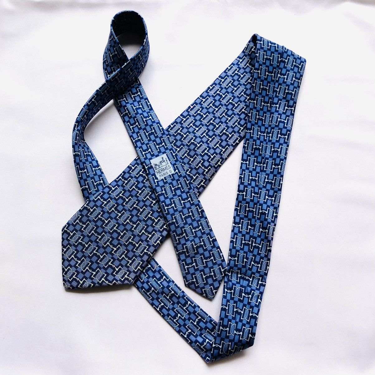 Hermes HERMES PARIS Made In France Blue Geometric Size ONE SIZE - 1 Thumbnail