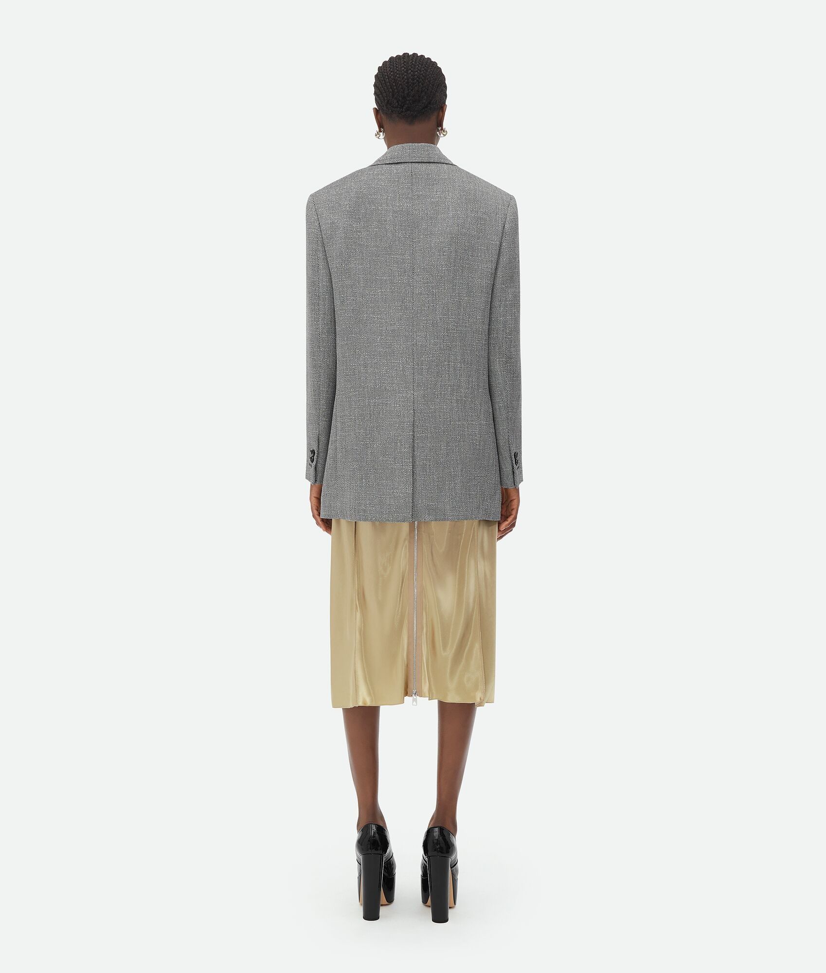 Bottega Veneta o1n1vont0125 Wool and Cotton Jacket in Gray & Black Melange Size XS / US 0-2 / IT 36-38 - 3 Thumbnail