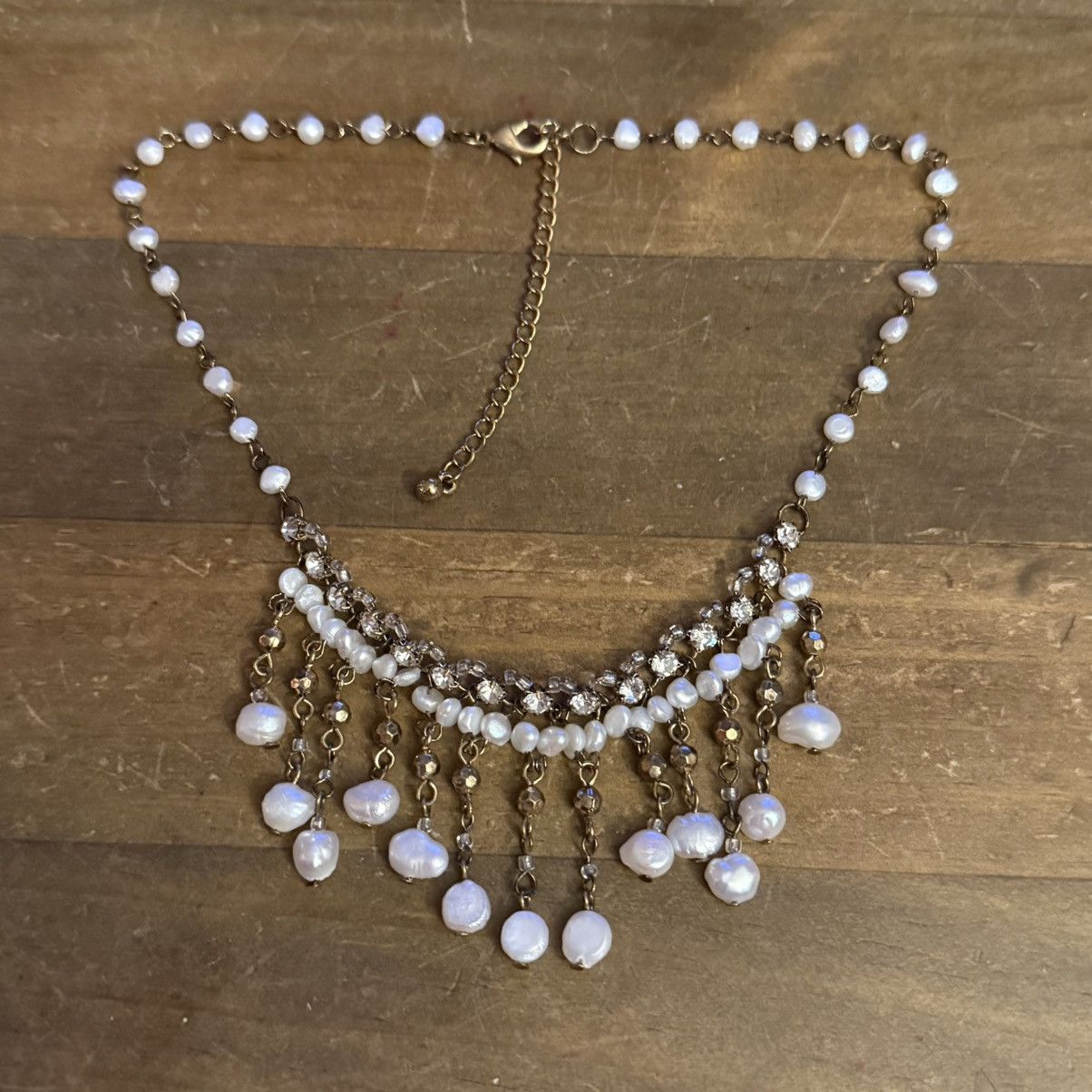 Other Rhinestones and freshwater pearls dangle necklace Size ONE SIZE - 2 Thumbnail