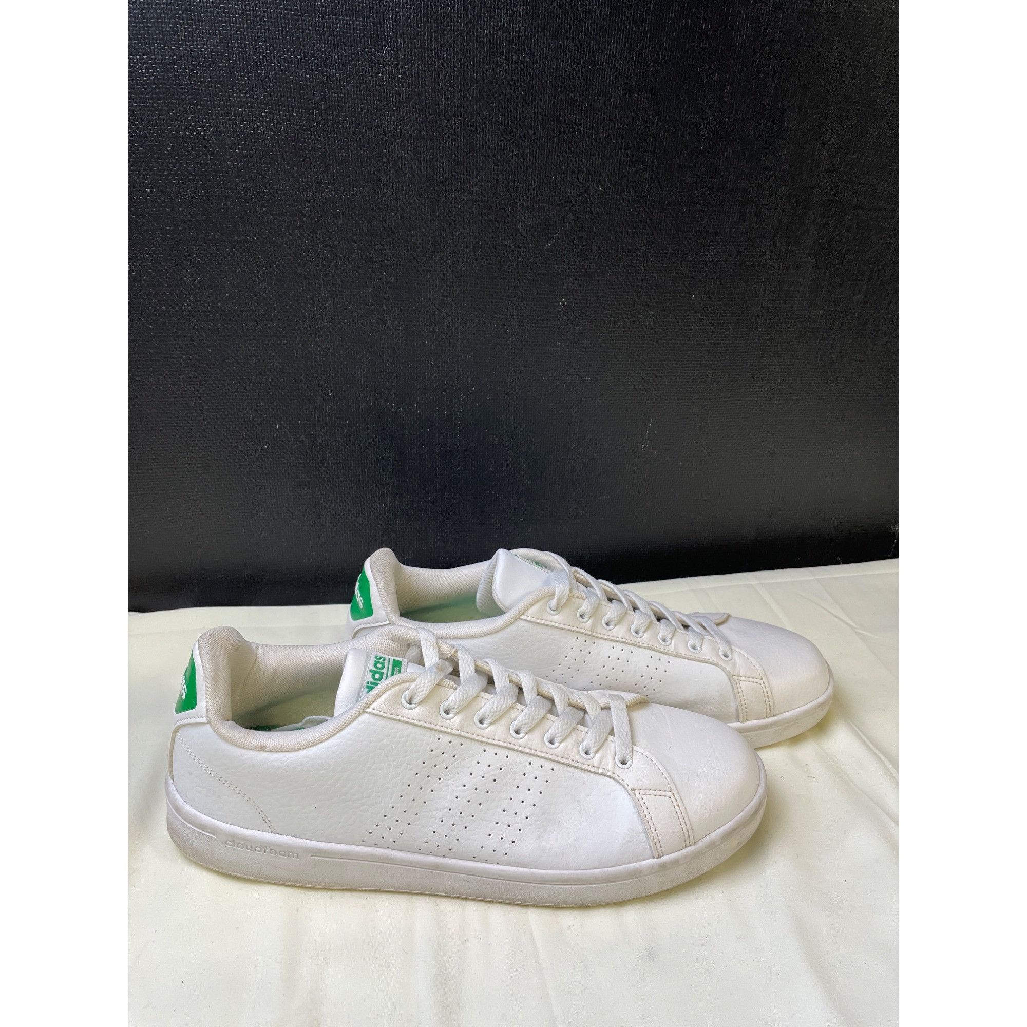 Adidas Adidas Neo Cloudfoam Men's Leather All White Sneakers / Shoe Size US 12 / EU 45 - 3 Thumbnail
