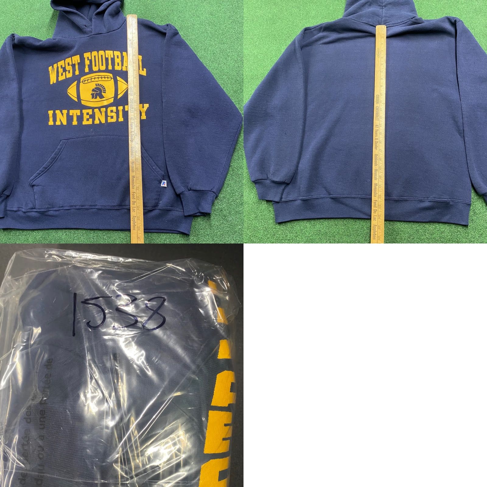 Vintage VINTAGE Russell Hoodie Mens L Blue 90s School Logo Graphic Print Sweatshirt Size US L / EU 52-54 / 3 - 8 Thumbnail