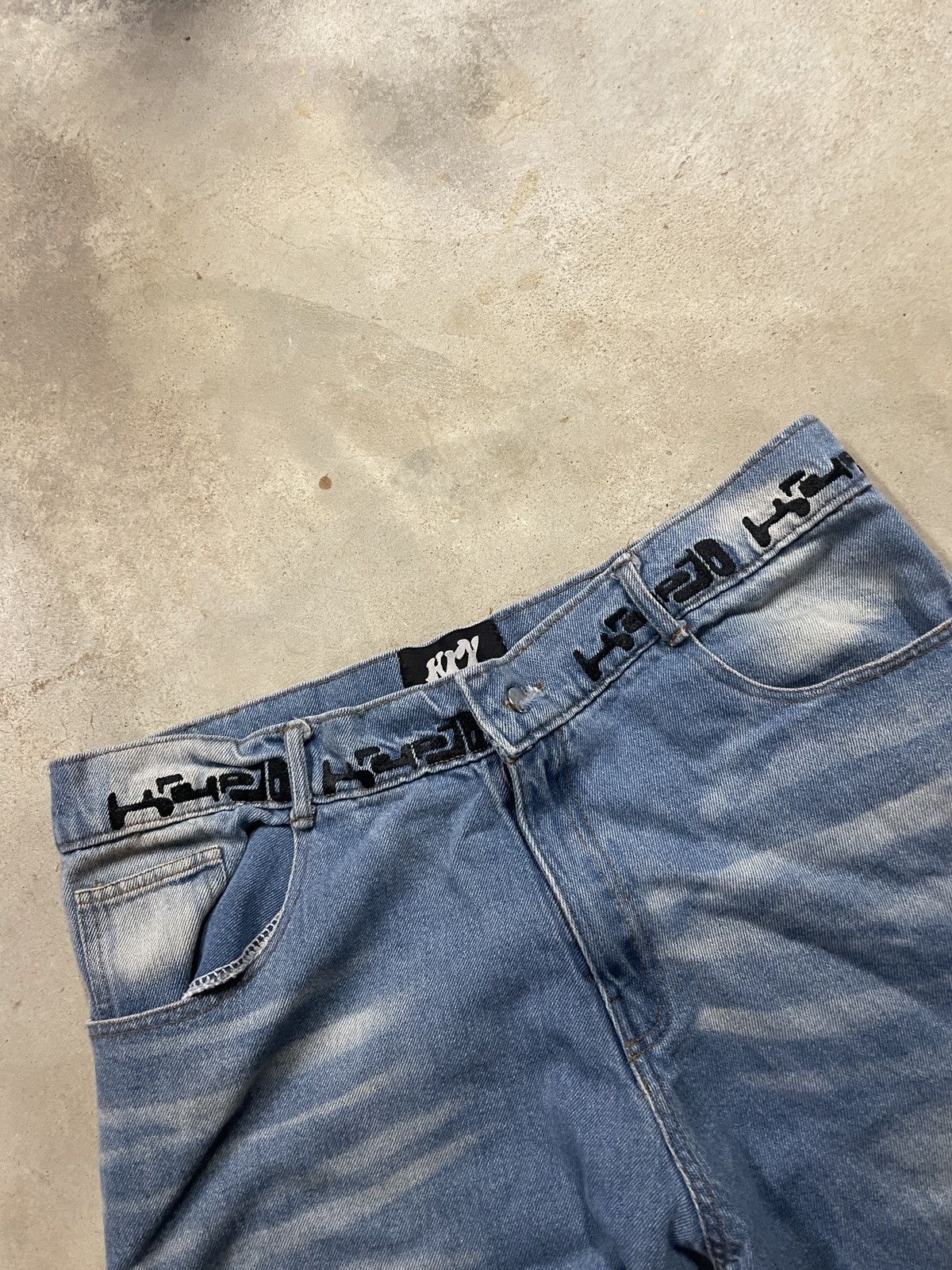 Other × Vintage Vintage Washed Denim Jeans - Red Patches Size US 35 - 3 Thumbnail