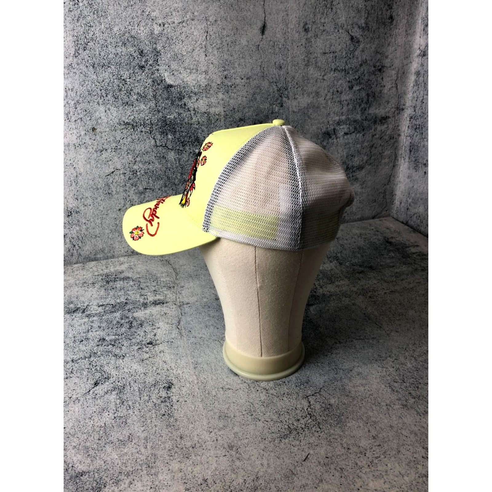 Ed Hardy Ed Hardy Men's Trucker Cap Yellow Cotton Adjustable Embroidered Floral Love Hat OSFA Size ONE SIZE - 2 Thumbnail