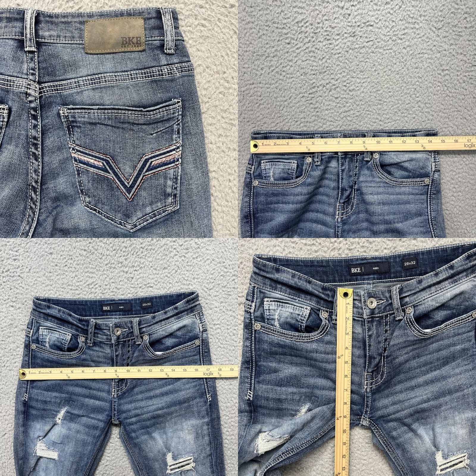 BKE BKE Aiden Jeans Mens 29x32 Distressed Medium Wash Stretch Straight Jeans Men Size US 29 - 9 Thumbnail