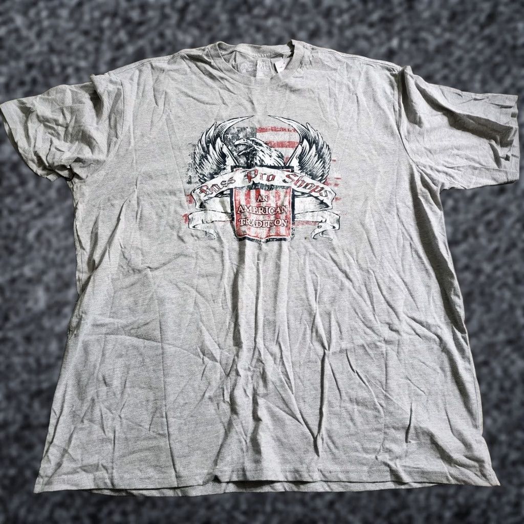 Bass Pro Shops Bass Pro Shops T-Shirt Mens XXL Patriotic American Tradition Eagle Flag Gray Shirt Size US XXL / EU 58 / 5 - 1 Thumbnail