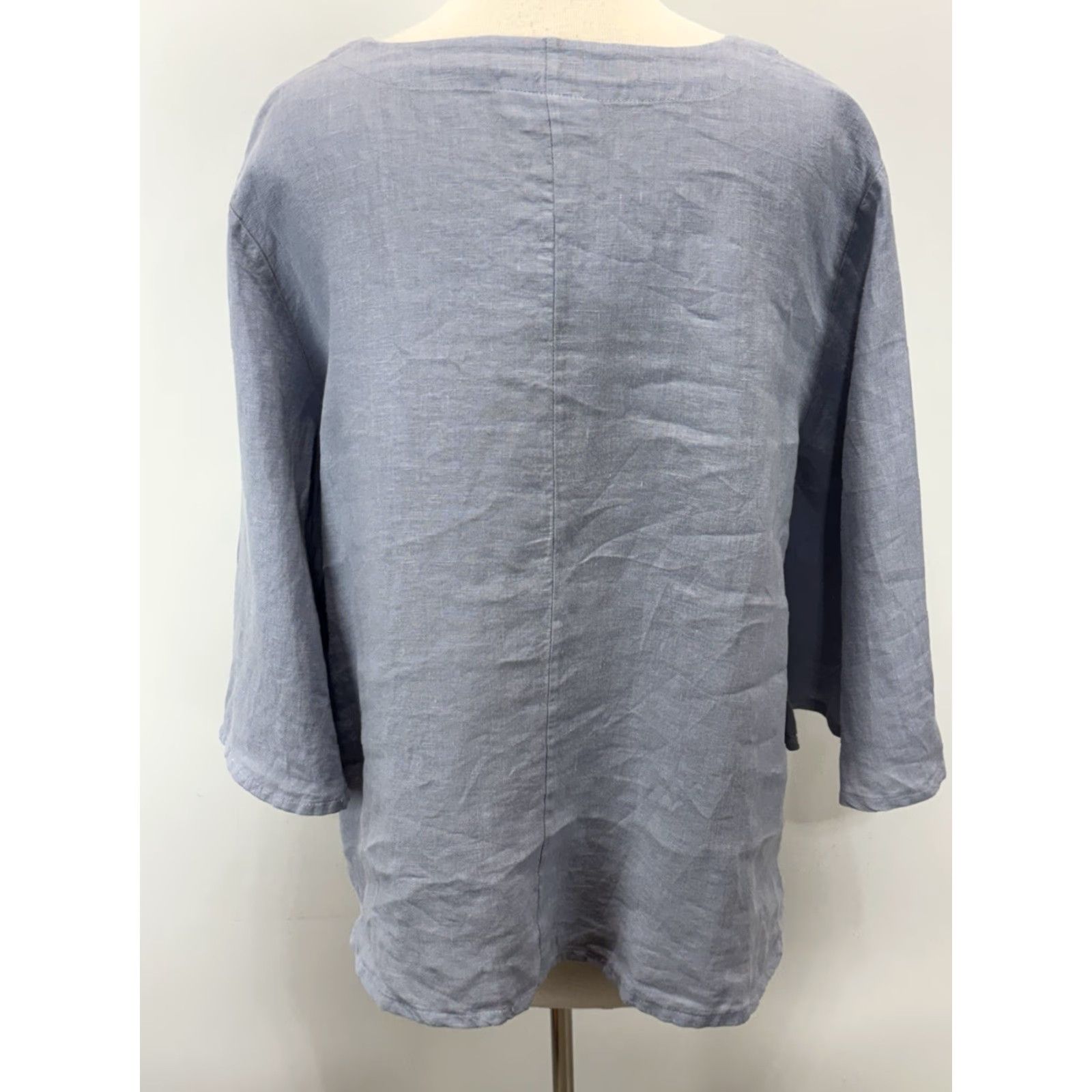 Bell VINTAGE Bryn Walker Linen Shirt Women’s Medium Blue Bell Sleeves Casual Pullover Made USA M Size M / US 6-8 / IT 42-44 - 3 Thumbnail