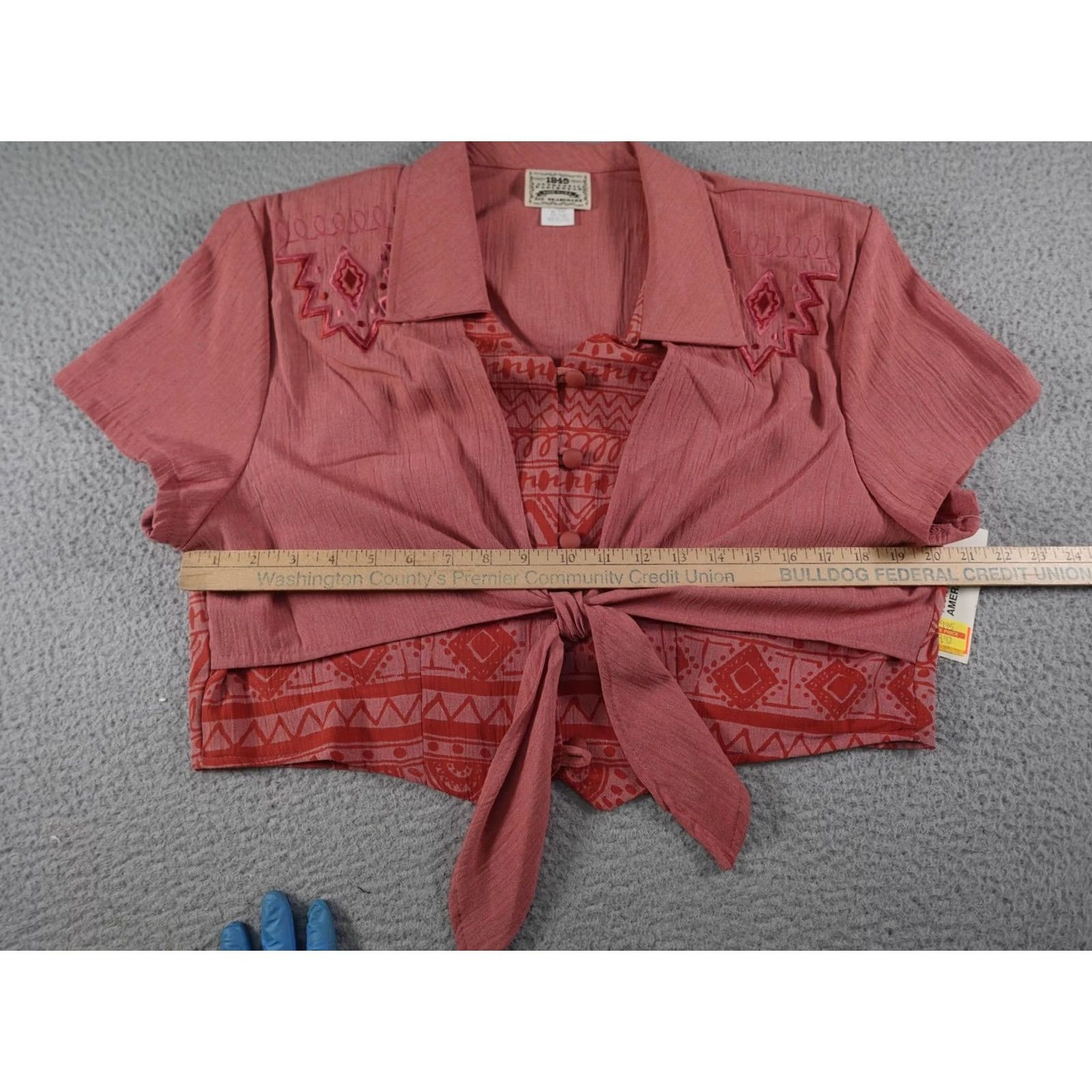 DANCER VINTAGE Western Blouse Womens XL Pink Cropped Aztec Rodeo Cowgirl Dance Horse Size XL / US 12-14 / IT 48-50 - 5 Thumbnail