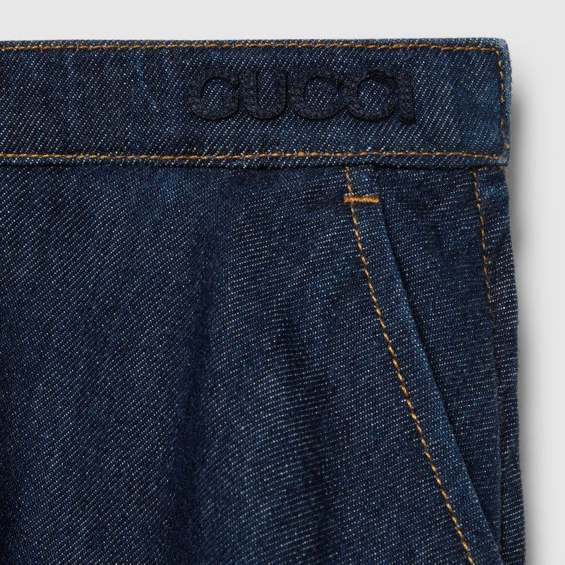 Gucci oc11z1125 Regular Fit Embroidered Denim Skirt in Dark Blue Size 26" / US 2 / IT 38 - 2 Thumbnail