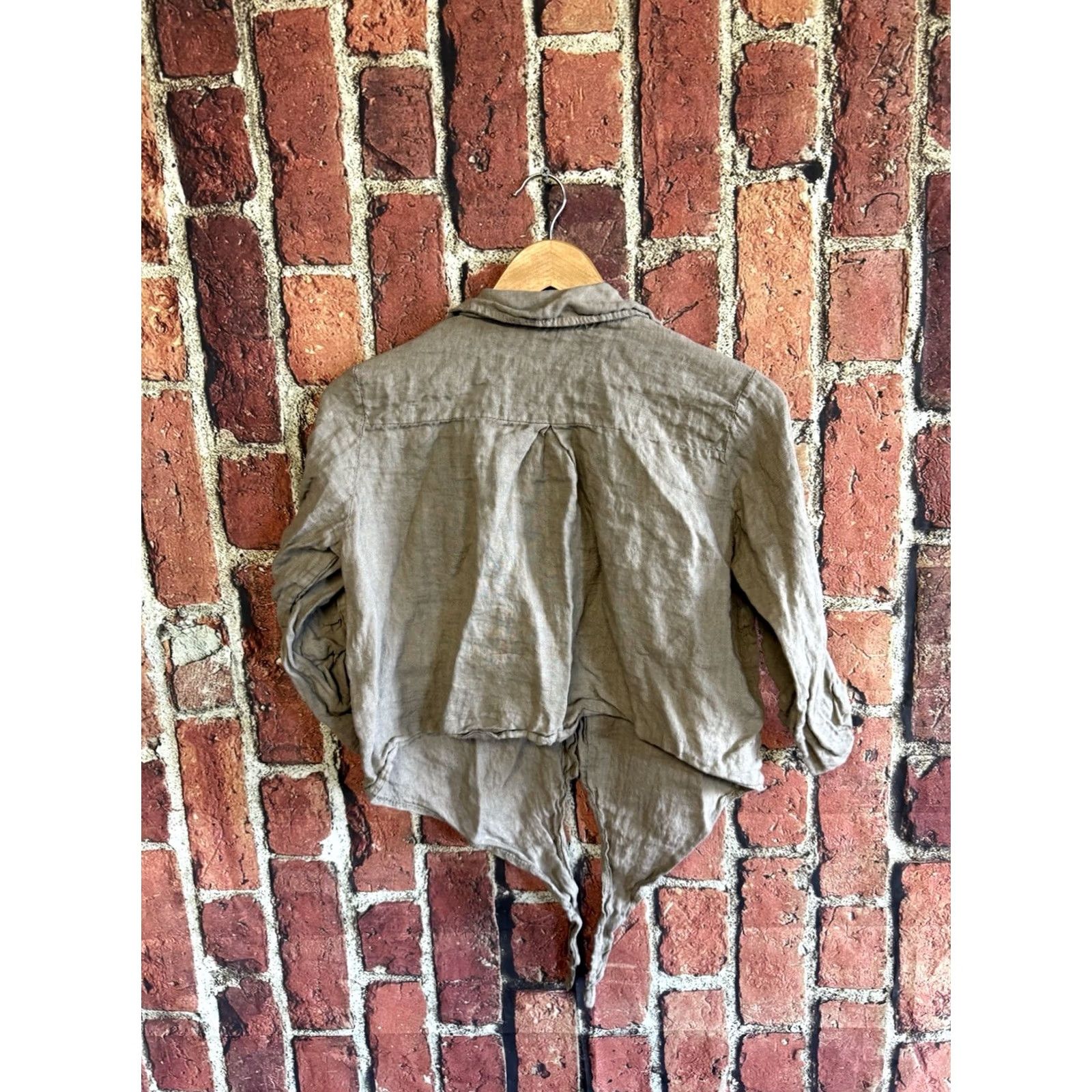 melin Meo Meli Button-Up Shirt Women M Green Linen Knit Casual Workwear Vintage: No Size M / US 6-8 / IT 42-44 - 2 Thumbnail