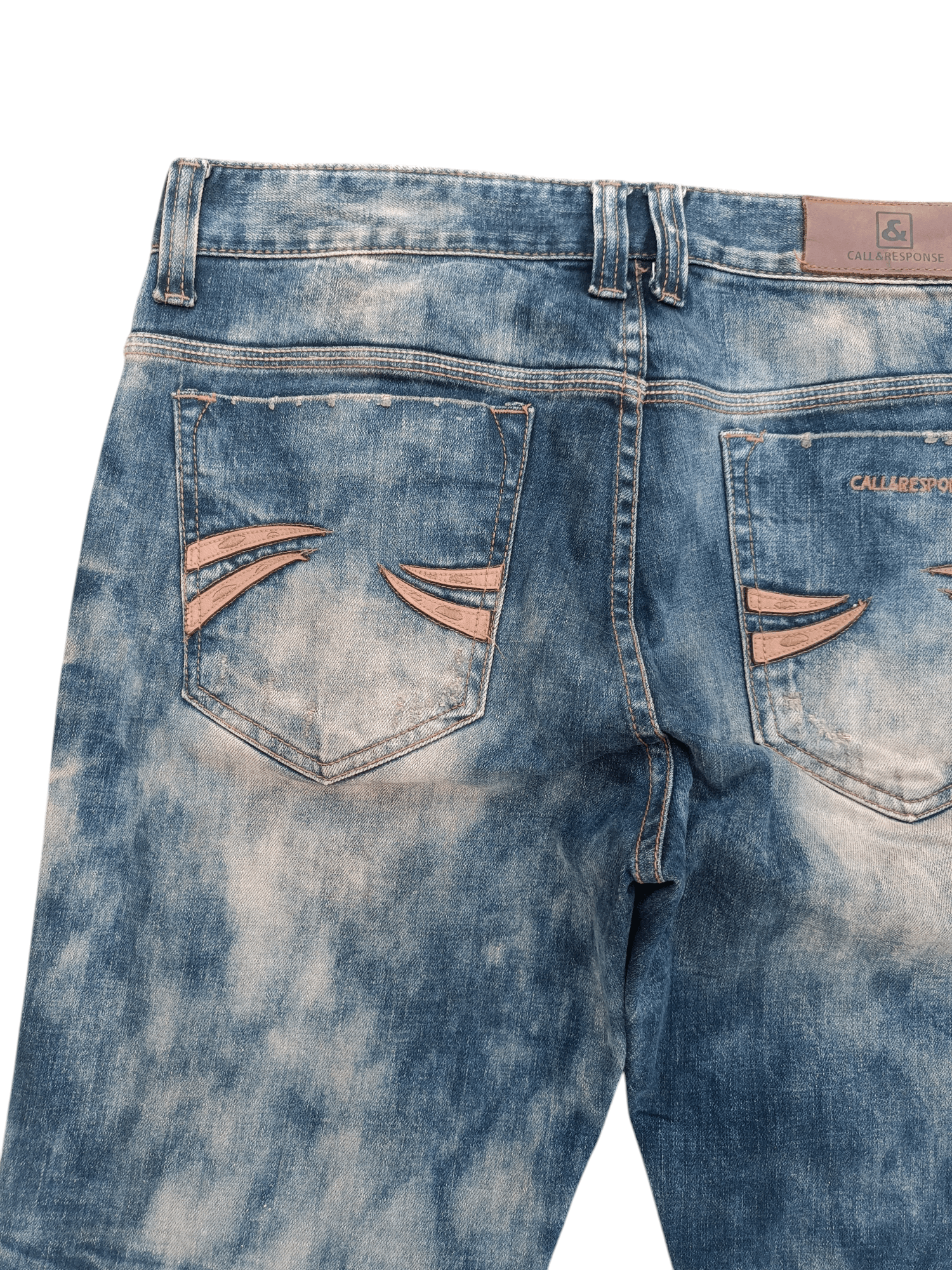 Other RARE 💥 FLARED JAPANESE BRAND TIE-DYE WHISKERS FADED DENIM Size US 33 - 17 Thumbnail