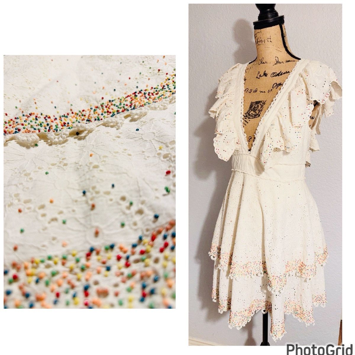 Farm Rio Anthropologie FARM Rio Beaded Handmade Eyelet Dress Size S / US 4 / IT 40 - 8 Thumbnail