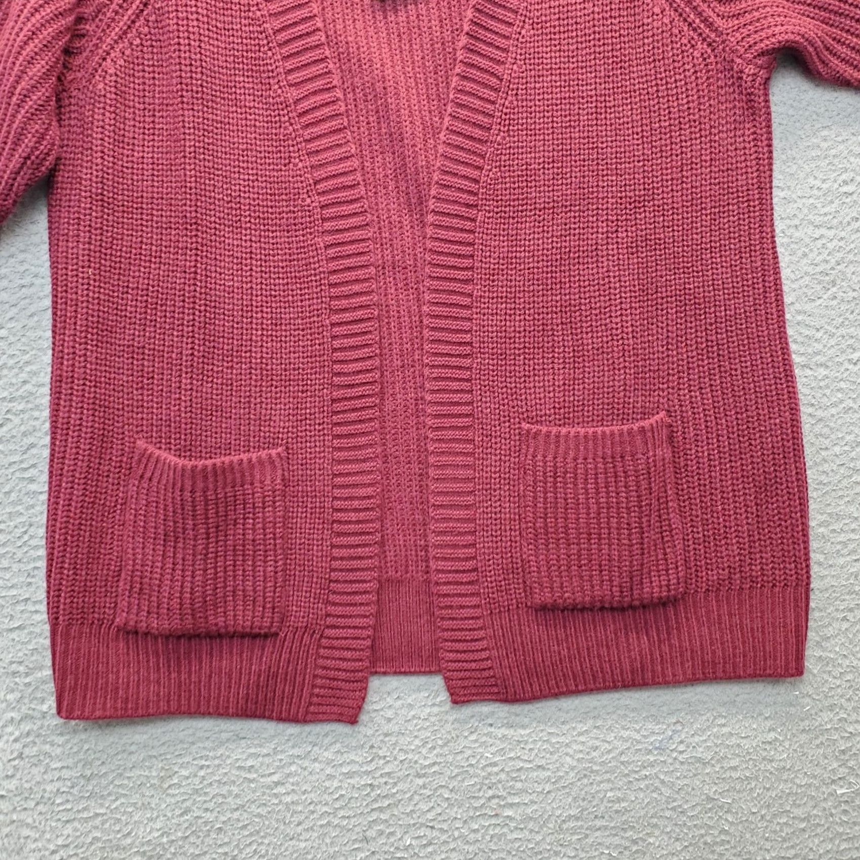Vintage St. John's Bay Cardigan Womens Large Burgundy Knitted Long Sleeve Open Front Size L / US 10 / IT 46 - 6 Thumbnail