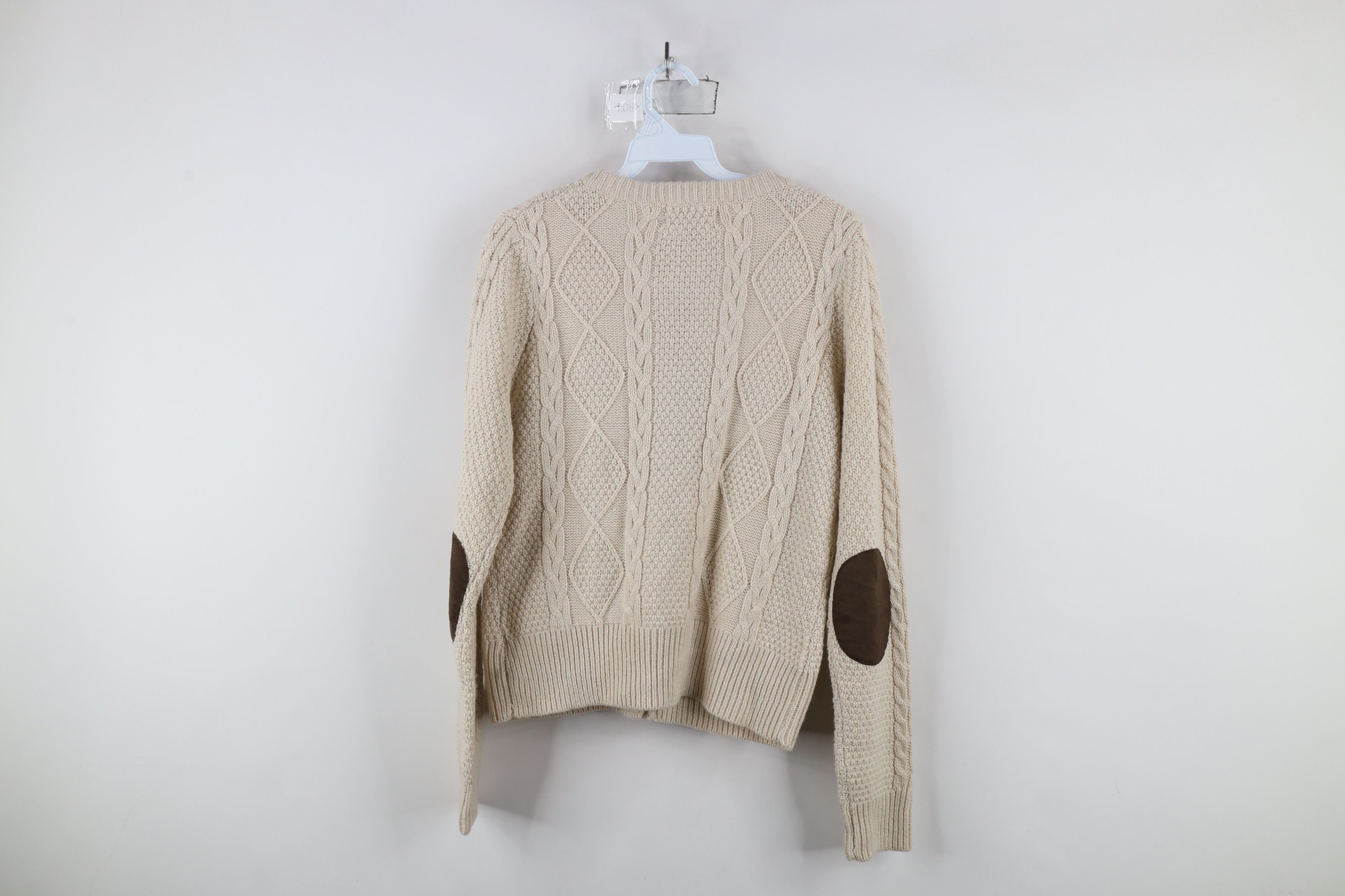 Vintage NOS Vintage Fisherman Knit Elbow Patch Cardigan Sweater Size M / US 6-8 / IT 42-44 - 9 Thumbnail