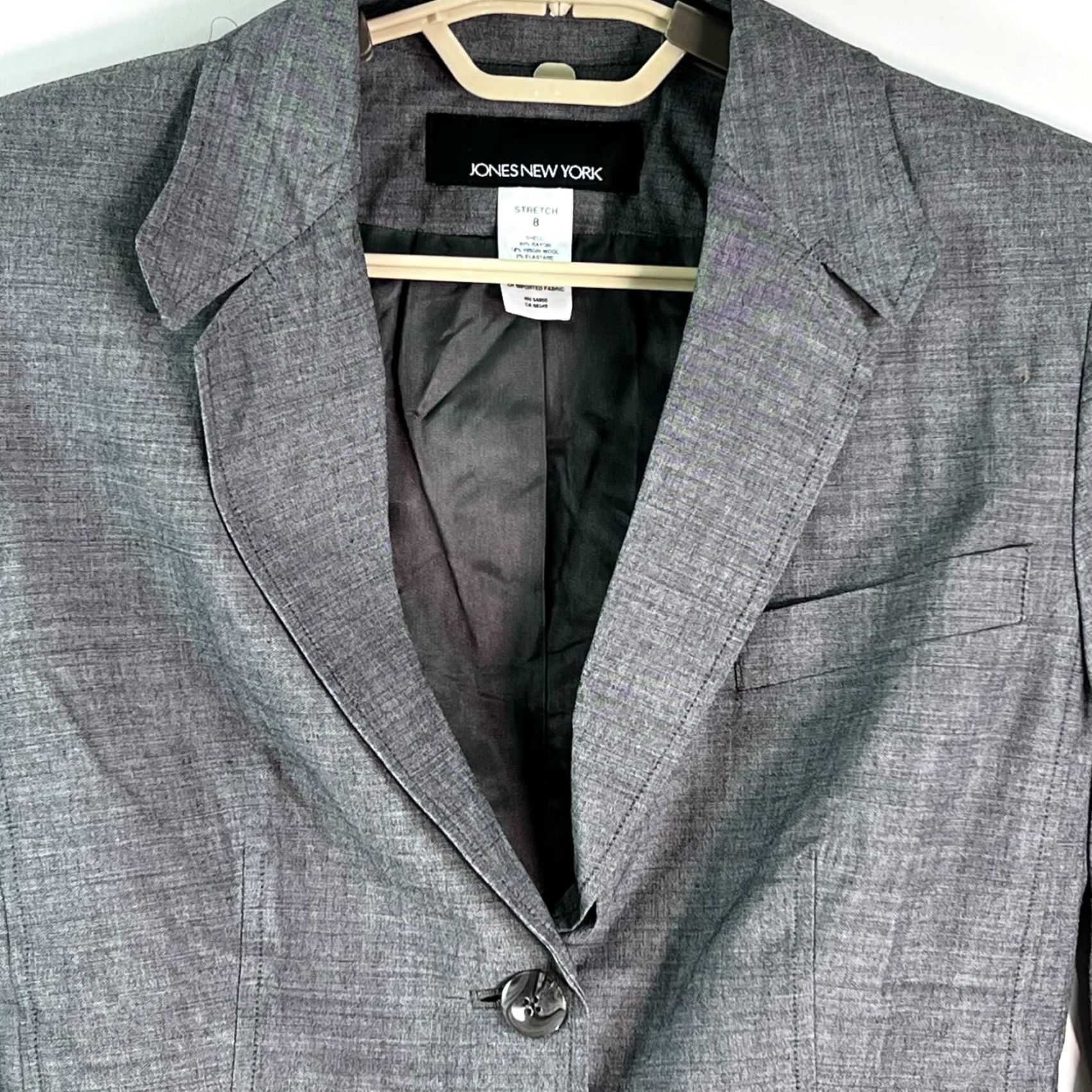 Jones New York Jones New York Blazer Shirt Womens 8 Gray Two-Button Notch Collar Regular Long Sleeve Geometric 90s? Size M / US 6-8 / IT 42-44 - 2 Thumbnail