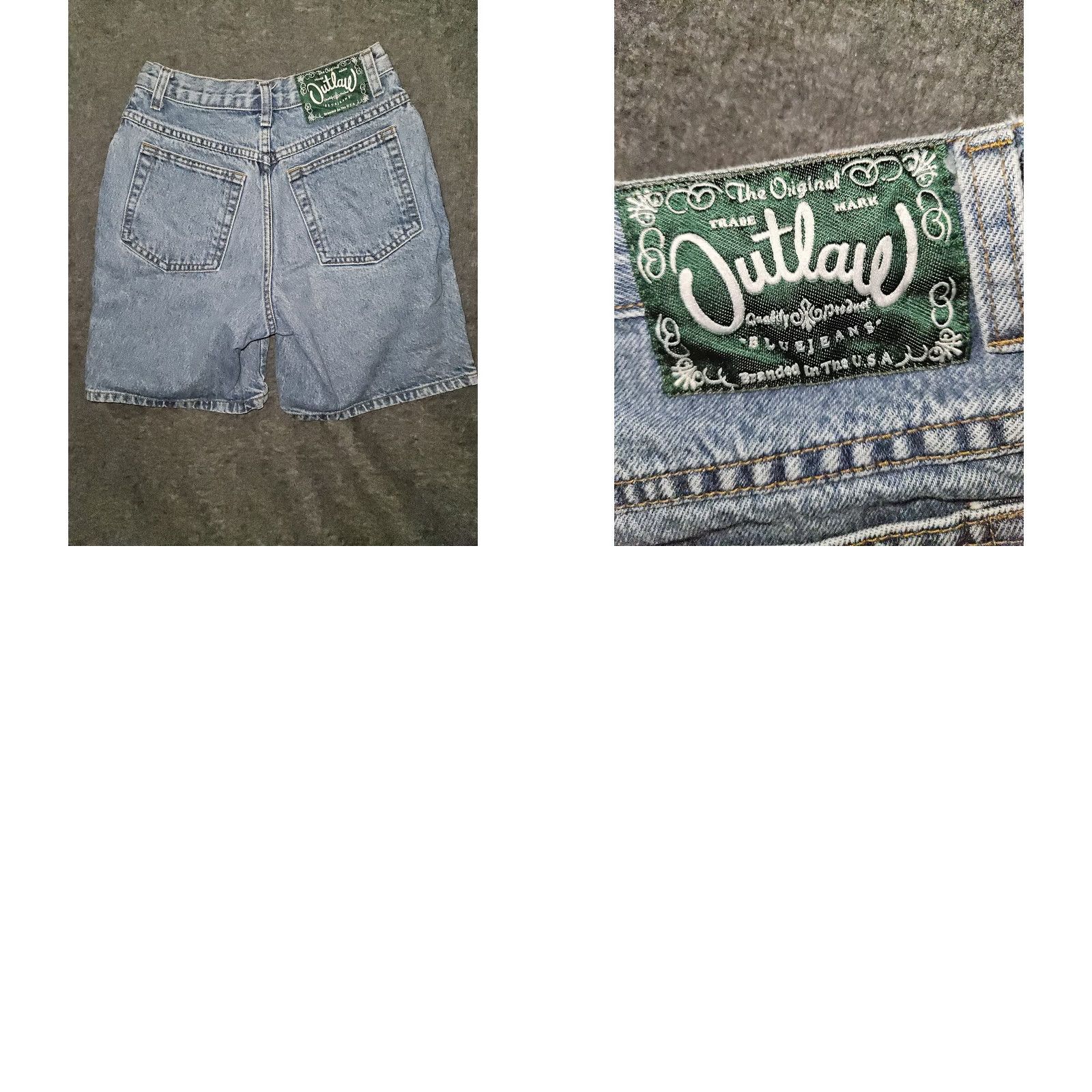 Vintage VINTAGE Outlaw Denim Shorts Womens 7 Blue High Waist Bermuda 90s Made USA Blue Jeans Shorts Womens Retro 90s Size 28" / US 6 / IT 42 - 8 Thumbnail