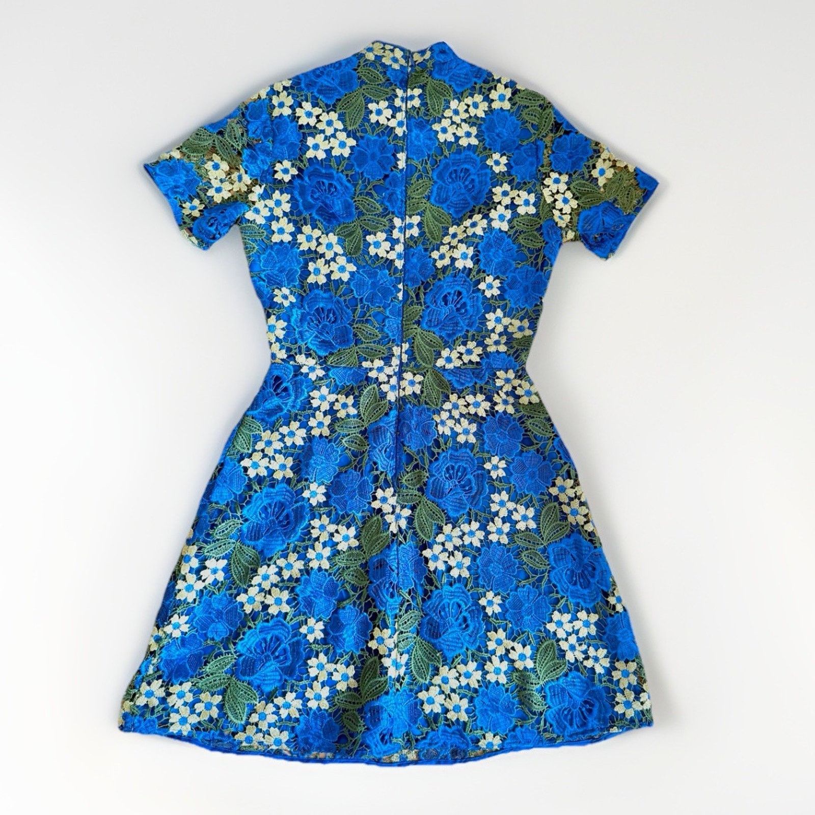 Asos ASOS Blue and Green Lace High Neck Mini Dress Women's Size 2 Size XS / US 0-2 / IT 36-38 - 8 Thumbnail
