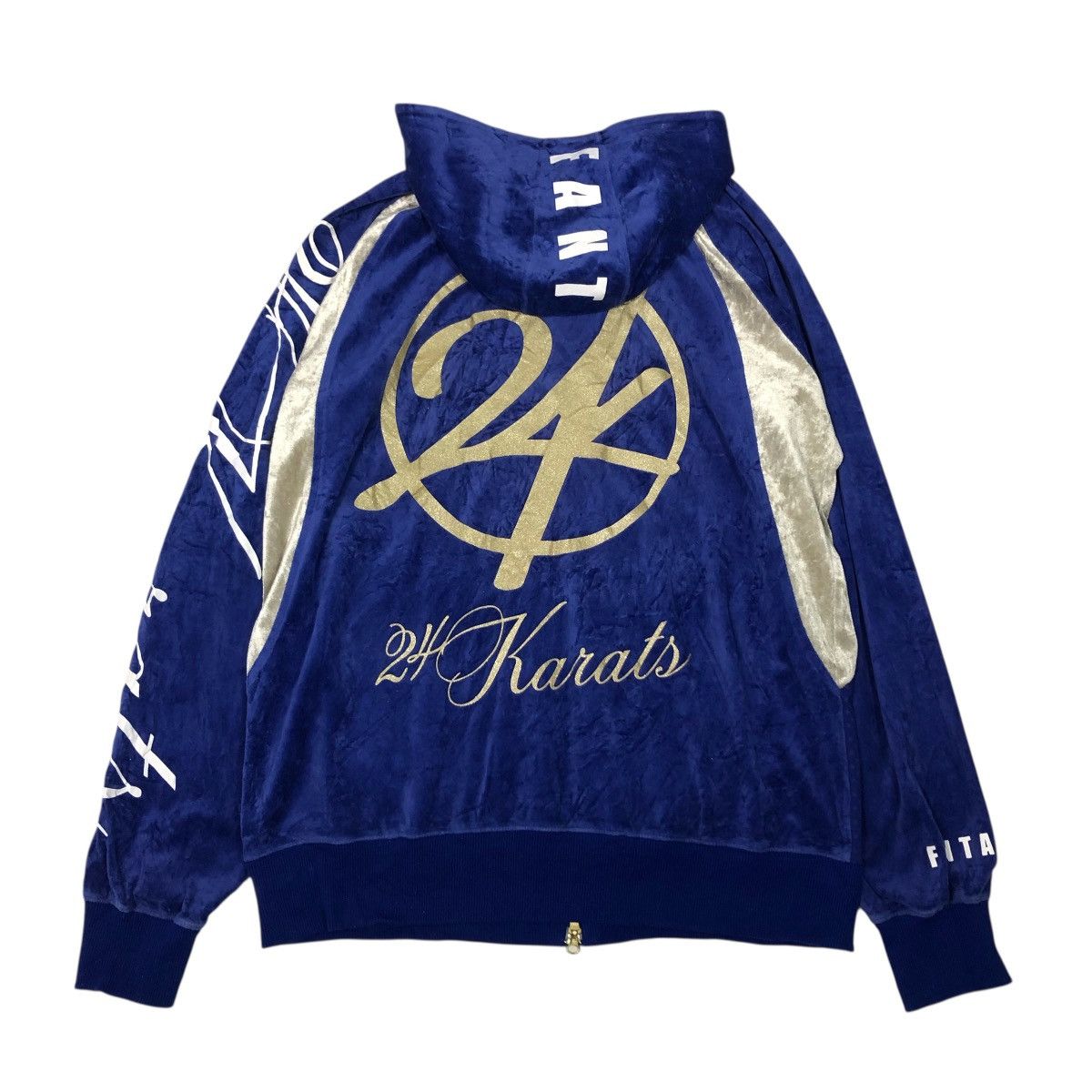 Japanese Brand 📌Zipper Hoodie Sweater 24 Karats Gold Over Print Size US XL / EU 56 / 4 - 2 Thumbnail