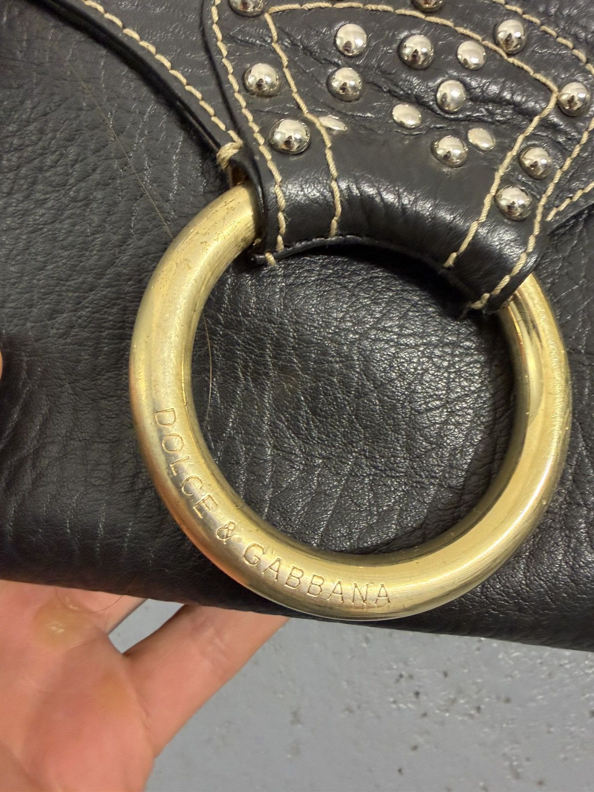 Dolce & Gabbana Dolce & Gabbana Leather Metal Rivets Handbag Size ONE SIZE - 9 Thumbnail