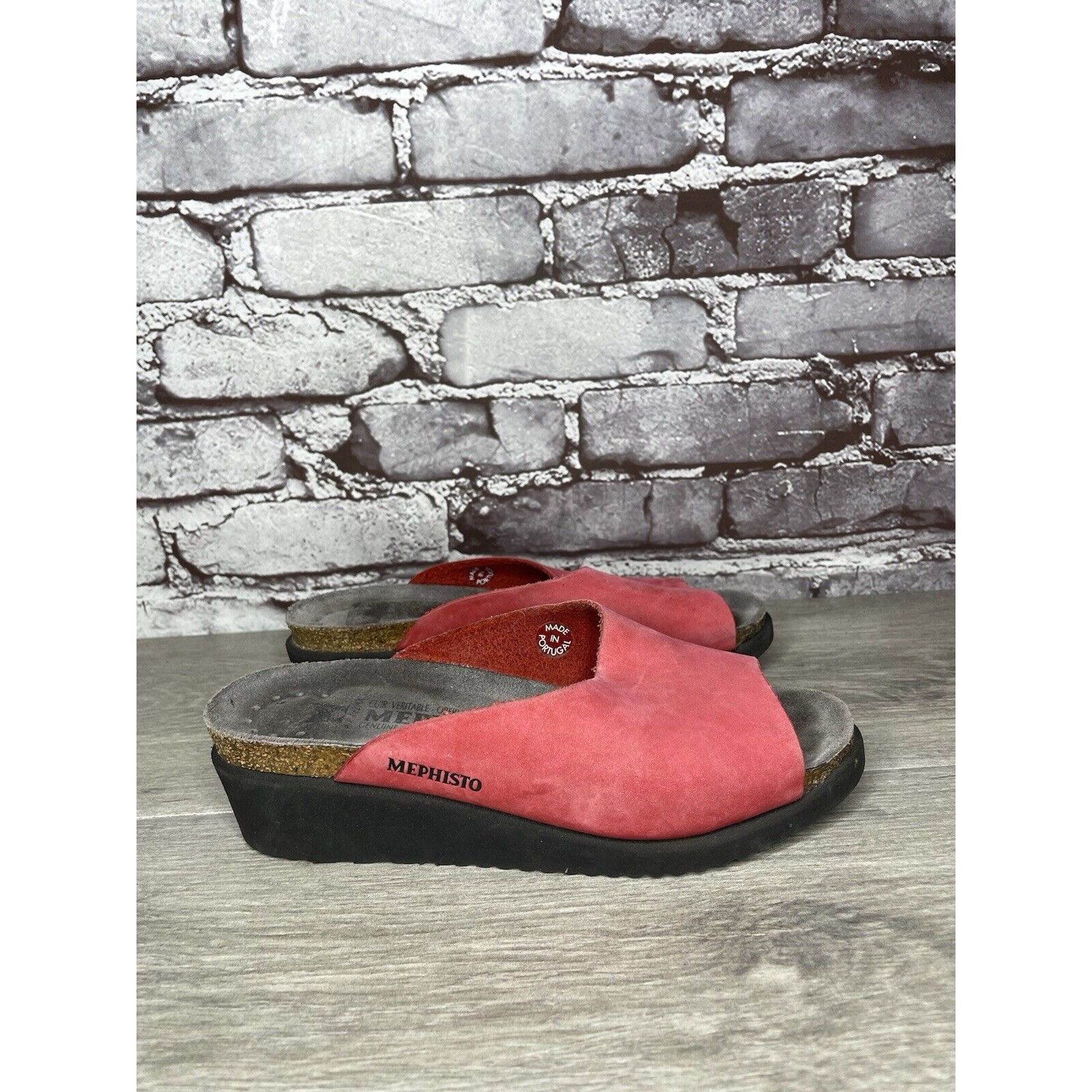 Mephisto Mephisto Lisane Pink Nubuck Leather Slide Cork Wedge Sandals Size US 6 / IT 36 - 3 Thumbnail