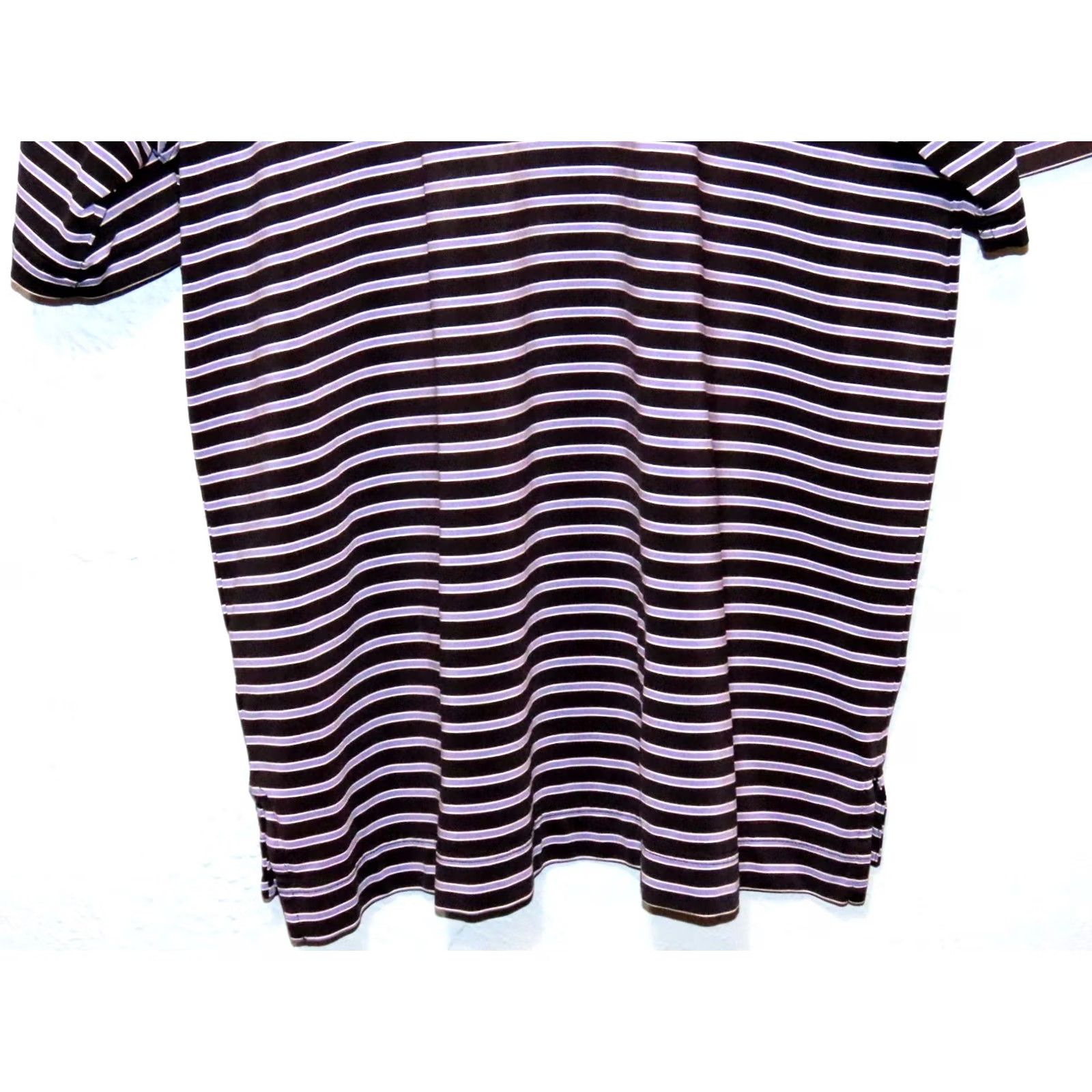 Footjoy FootJoy Polo Shirt Size L Regular Purple Black Striped Short Sleeve Cotton? (Note: fabric listed as Polyester) Size US L / EU 52-54 / 3 - 7 Thumbnail