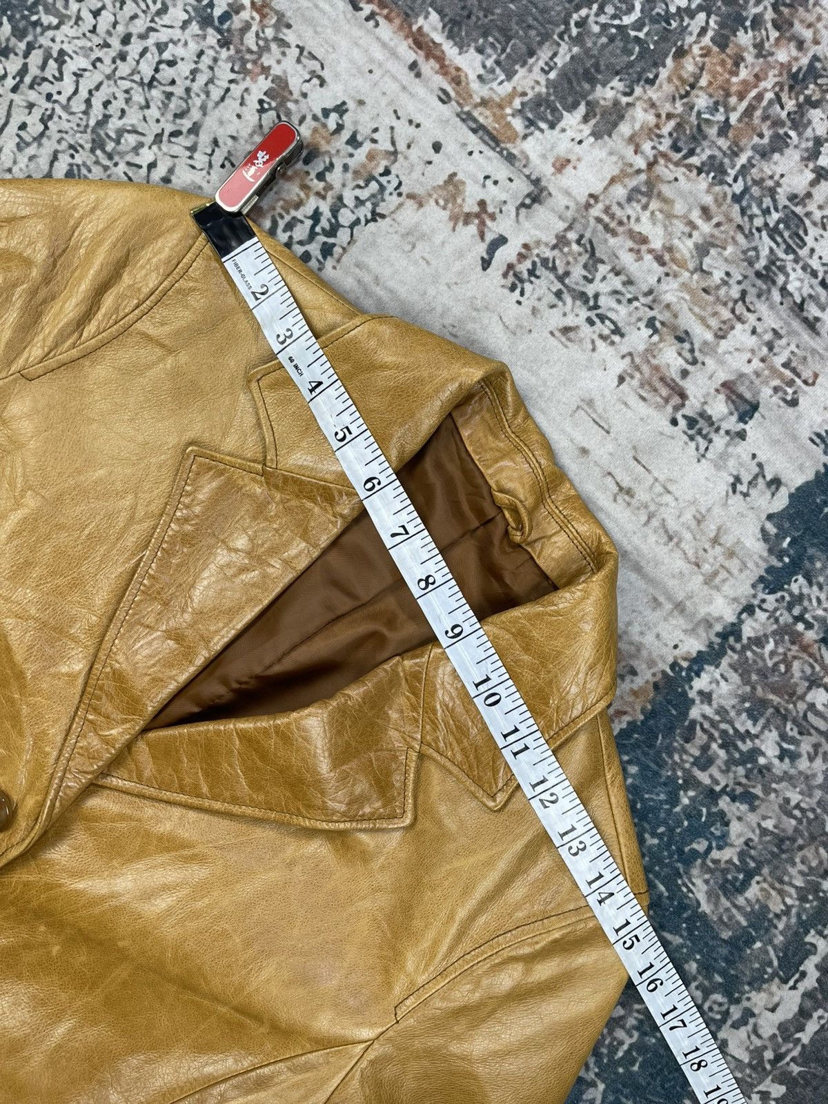 Japanese Brand Pour La Frime Butterscotch Buffalo Hide Leather Blazer Size XS / US 0-2 / IT 36-38 - 12 Thumbnail