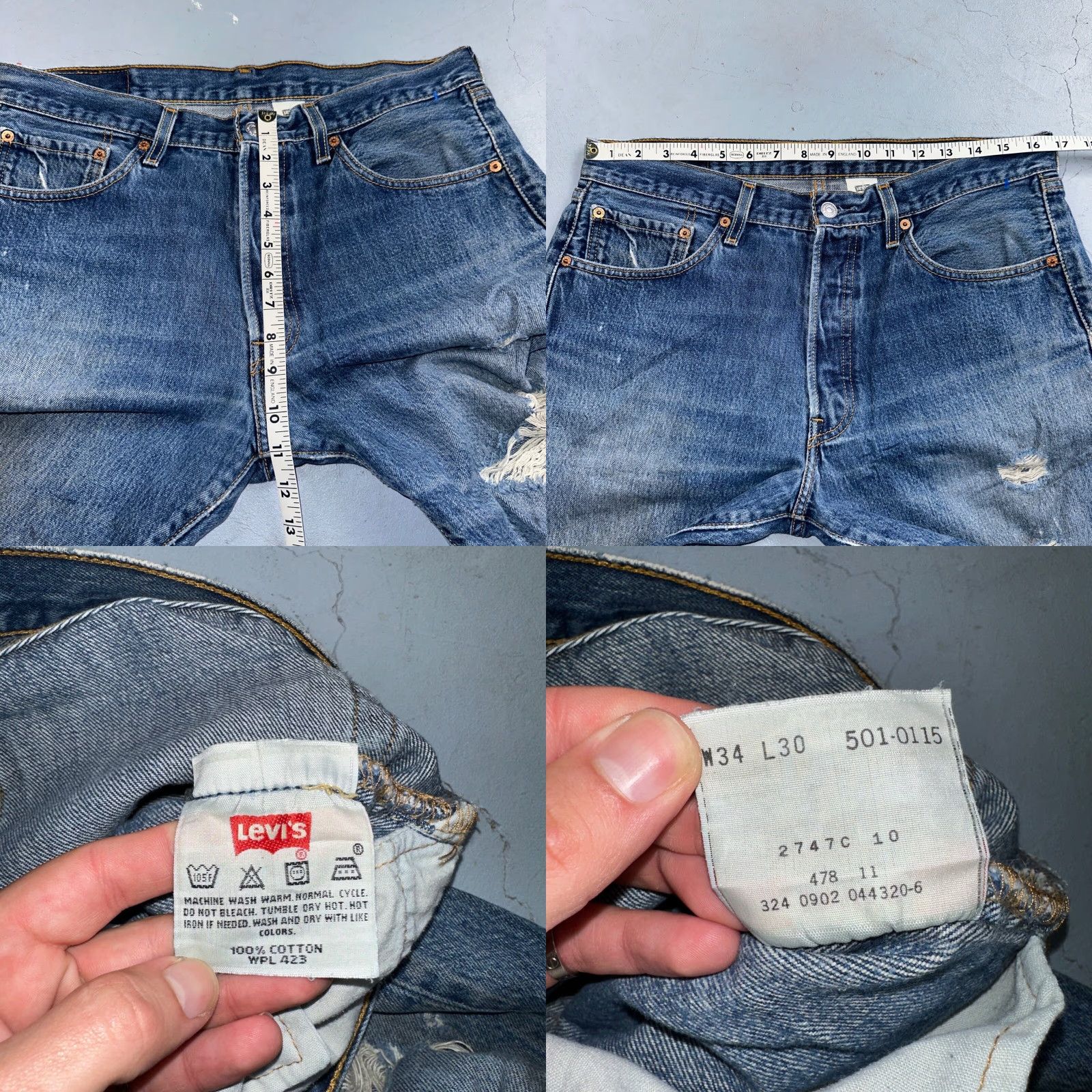 Levi's Levi's 501 Jeans Vintage 90s Straight Men 34x30 Blue Cotton Denim Medium Rise Regular Inseam 30 34x30 90s Theme Mens Size US 34 / EU 50 - 8 Thumbnail