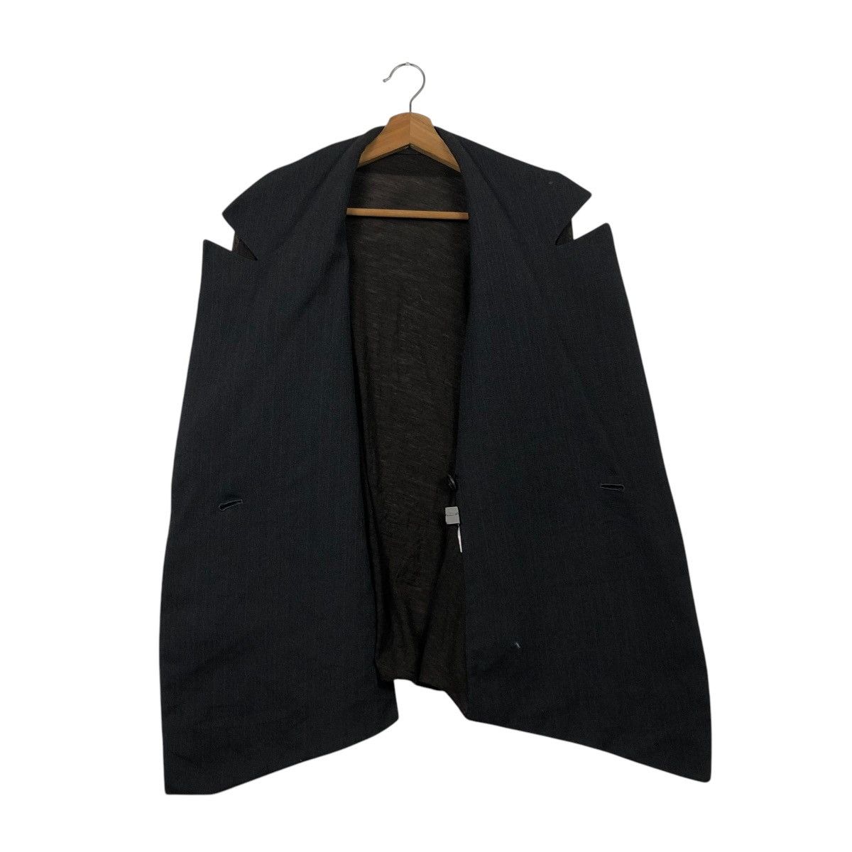 Yohji Yamamoto VINTAGE DOUBLE COLLAR JACKET ASYMMETRICAL DESIGN RICH BLACK Size M / US 6-8 / IT 42-44 - 14 Thumbnail