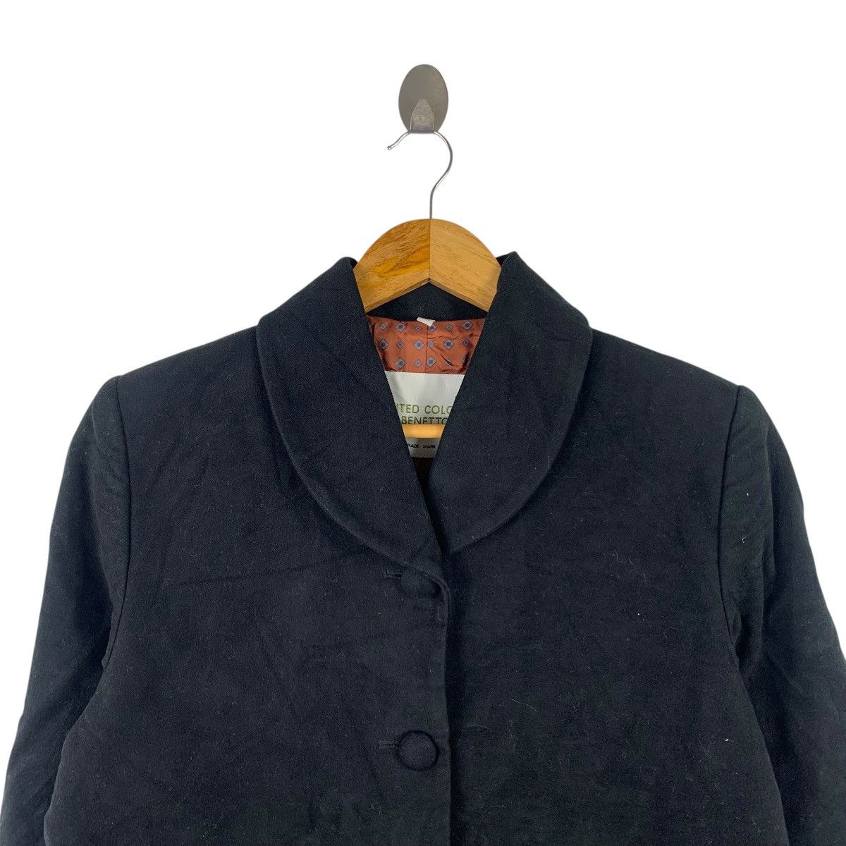 United Colors Of Benetton UNITED COLOR of BENETTON Black Duffle Short Coat Size M / US 6-8 / IT 42-44 - 4 Thumbnail