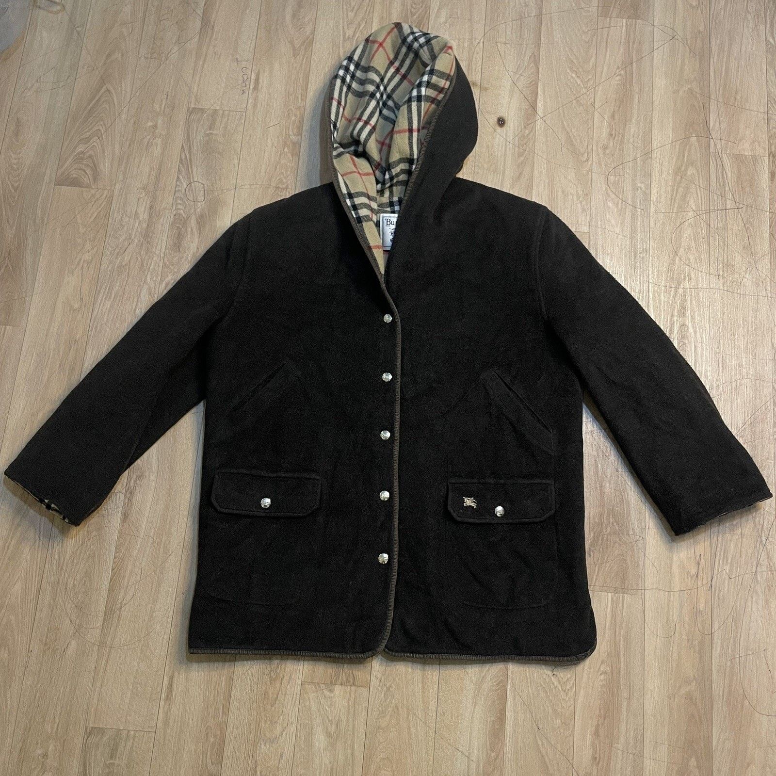 Burberry Vintage burberry coat jacket hooded wool nova check Women's Size L / US 10 / IT 46 - 3 Thumbnail