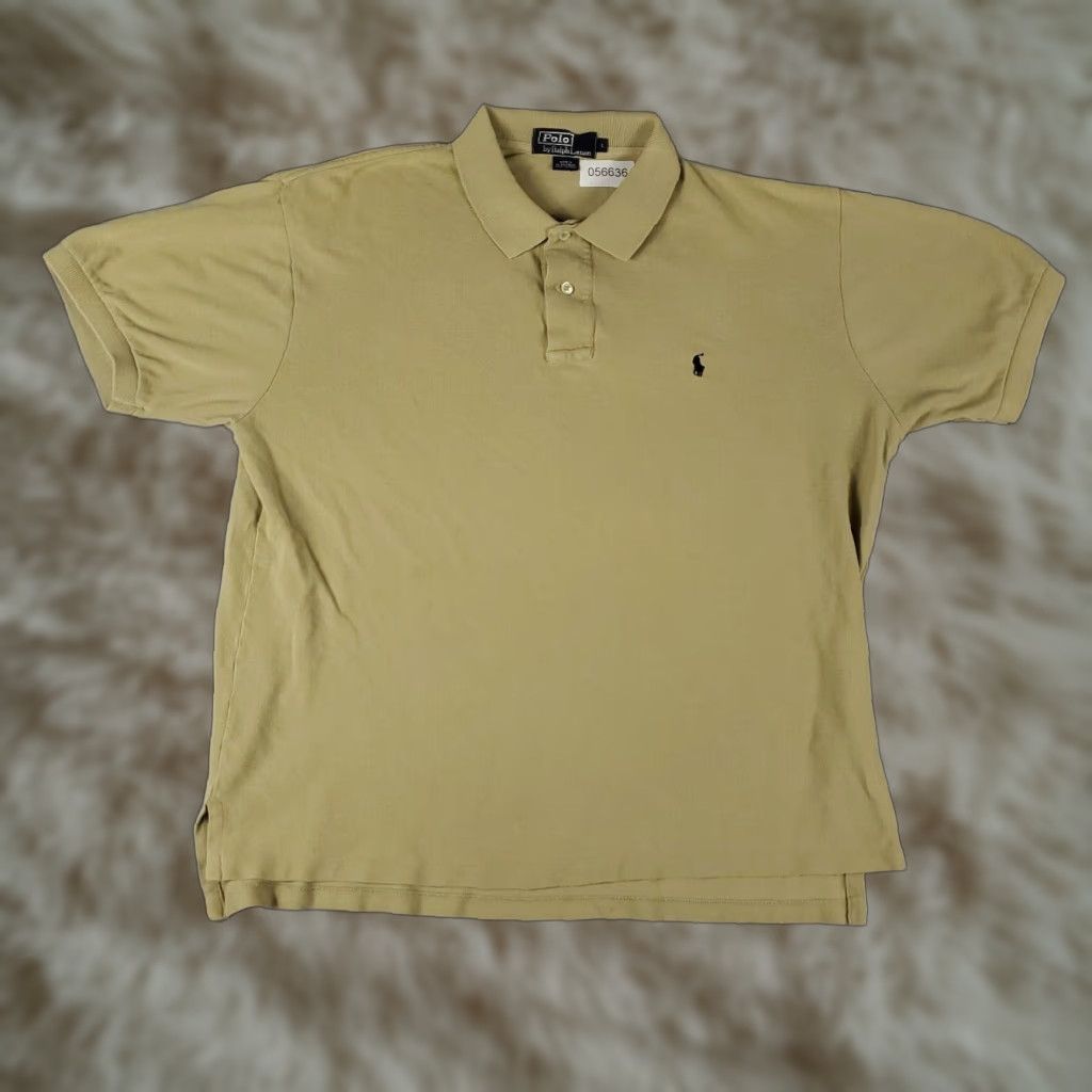 Ralph Lauren VINTAGE Ralph Lauren Polo Shirt Mens Size Large Short Sleeve Beige Casual Classic Preppy Size US L / EU 52-54 / 3 - 1 Thumbnail