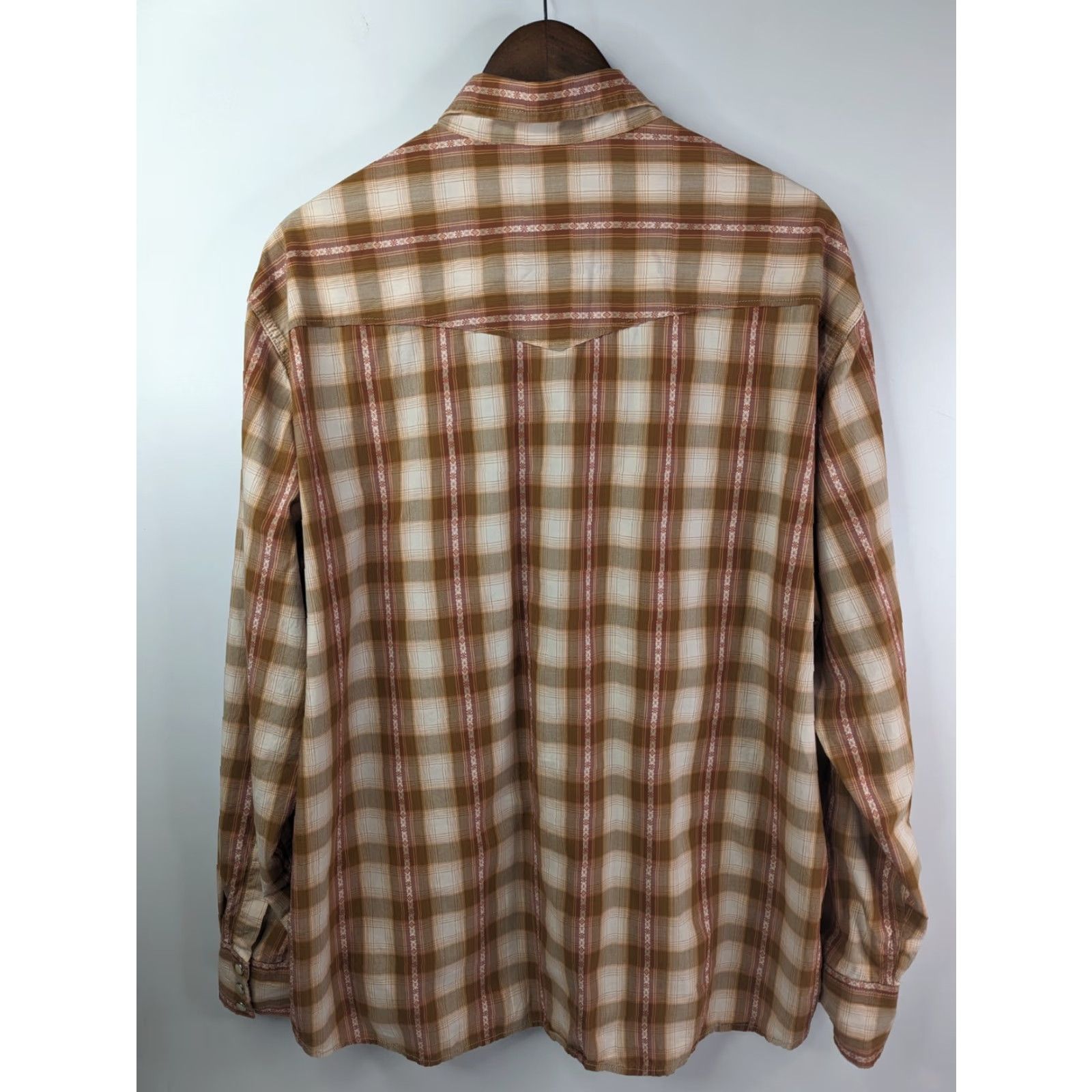 Lucky Brand Lucky Brand Shirt Men's 2XL Orange Western Plaid Pearl Snap Long Sleeve Cowboy Size US XXL / EU 58 / 5 - 5 Thumbnail