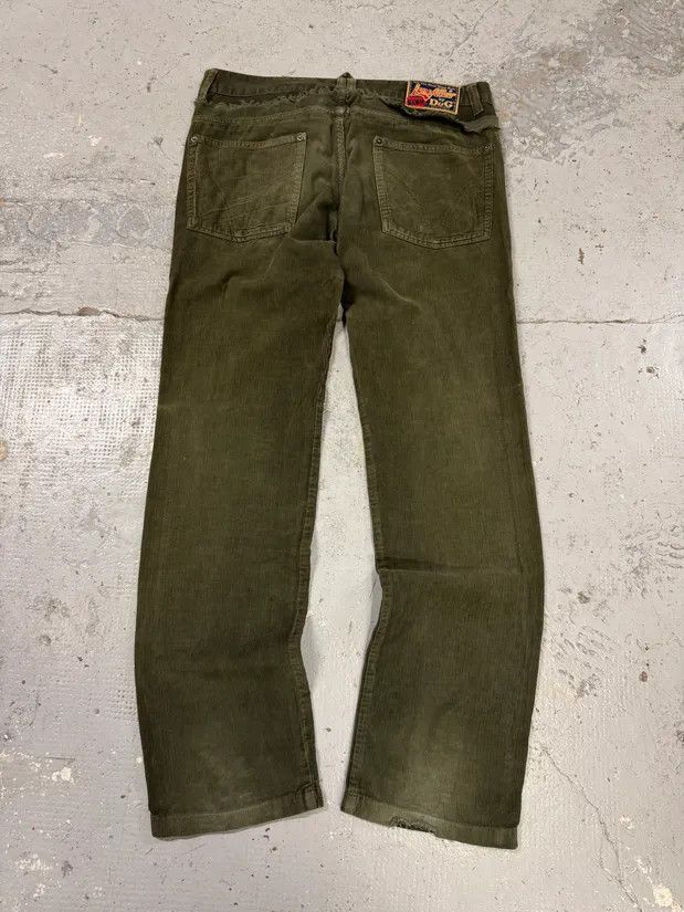Designer × Vintage AW2006 Dolce & Gabbana Khaki Velvet Distressed Zip Pants Size US 34 / EU 50 - 7 Thumbnail