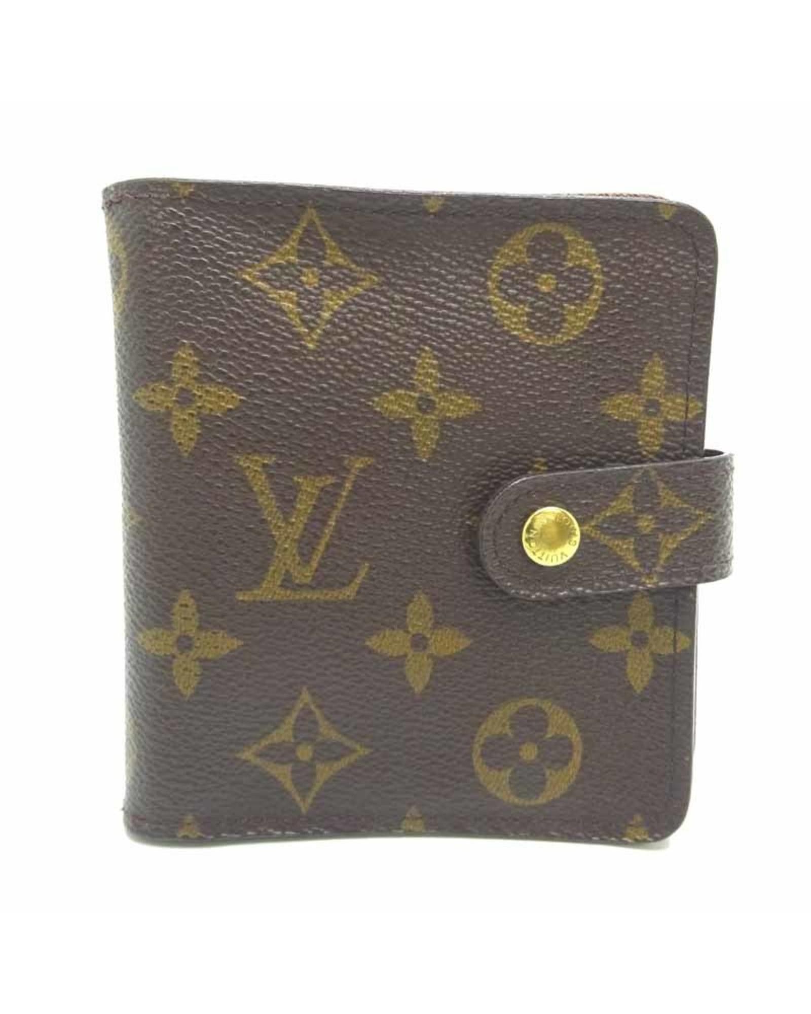image of Louis Vuitton Versatile Canvas Compact Zip Wallet in Brown, Women's